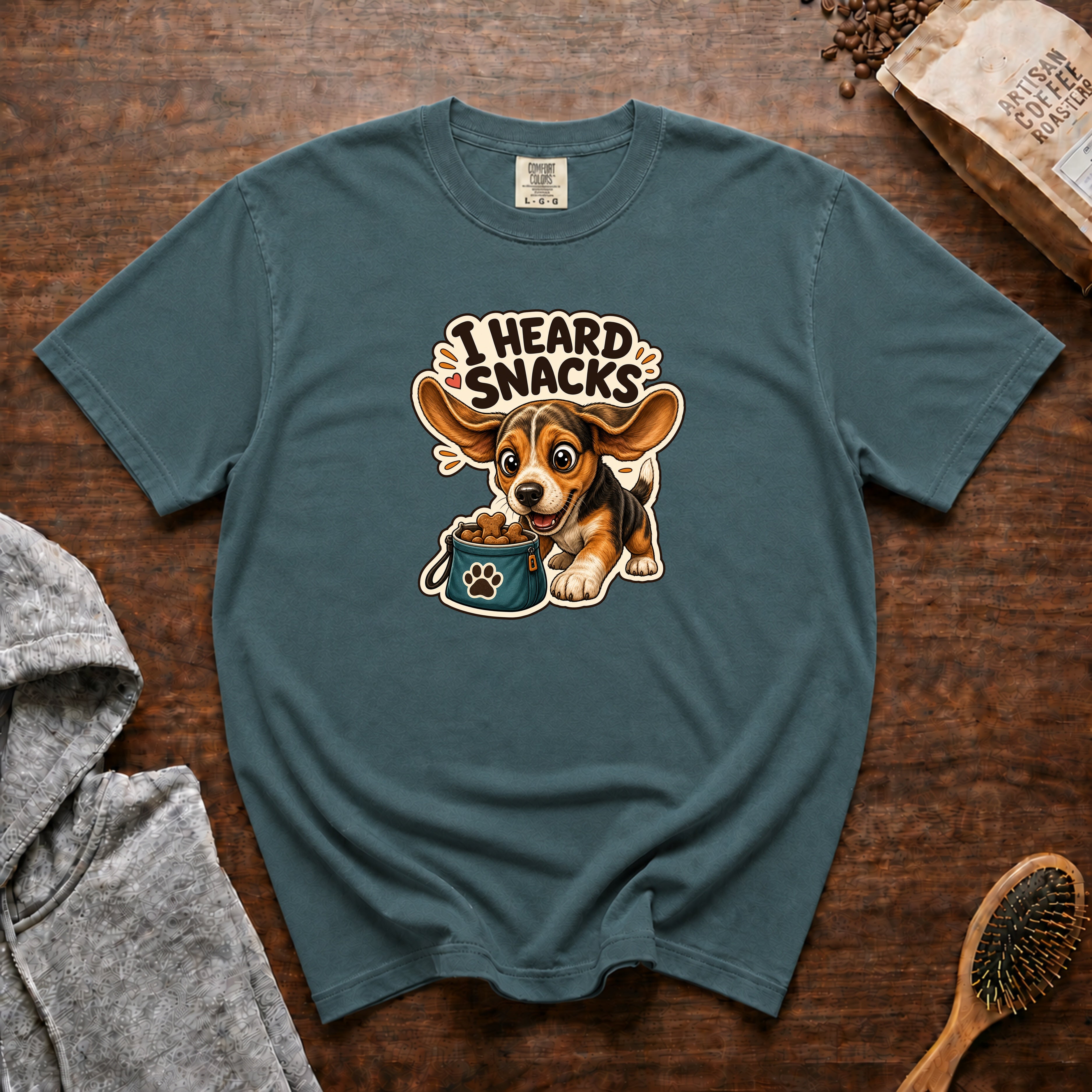 I Heard Snacks T-Shirt — Blue Spruce