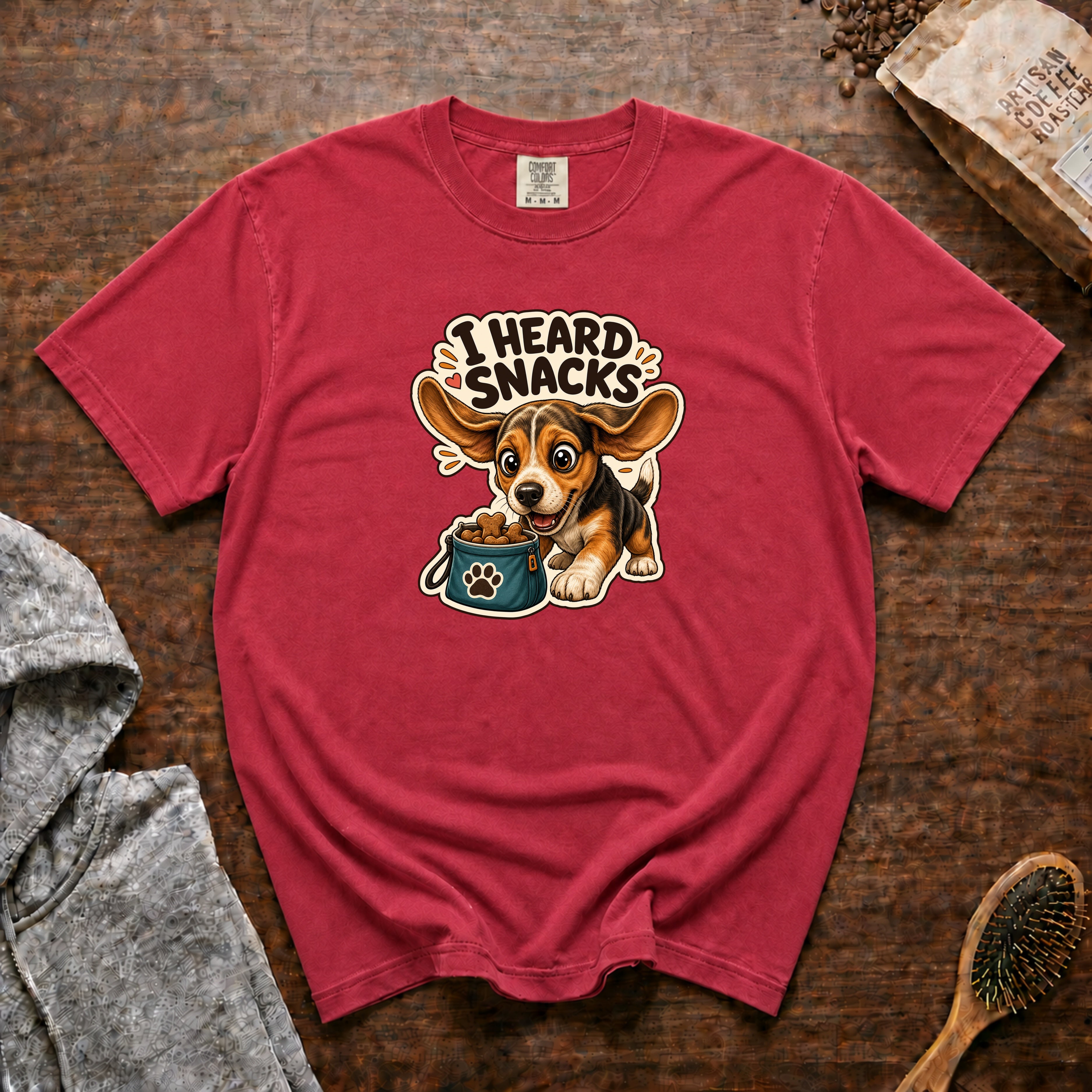 I Heard Snacks T-Shirt — Crimson