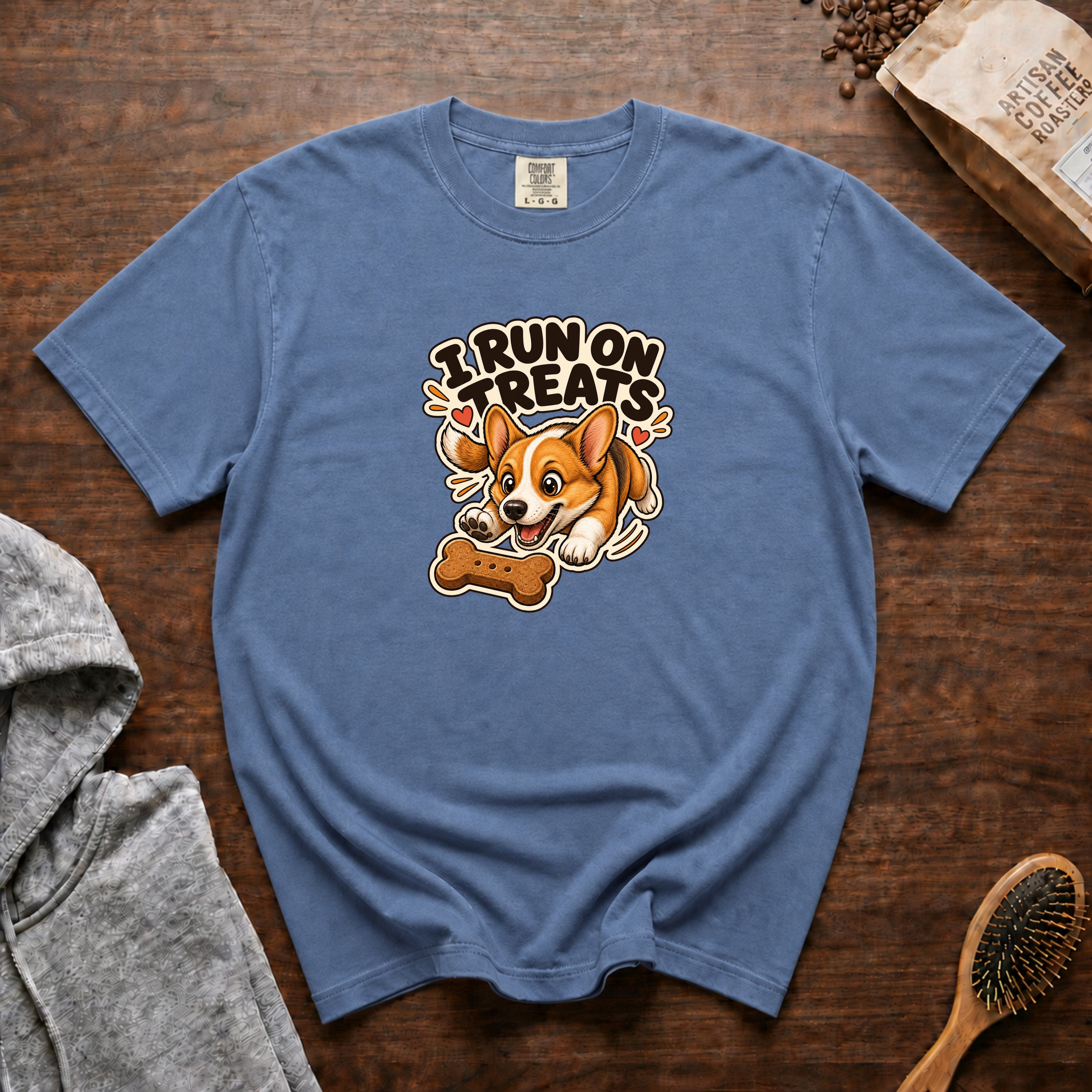 I Run On Treats T-Shirt — Blue Jean