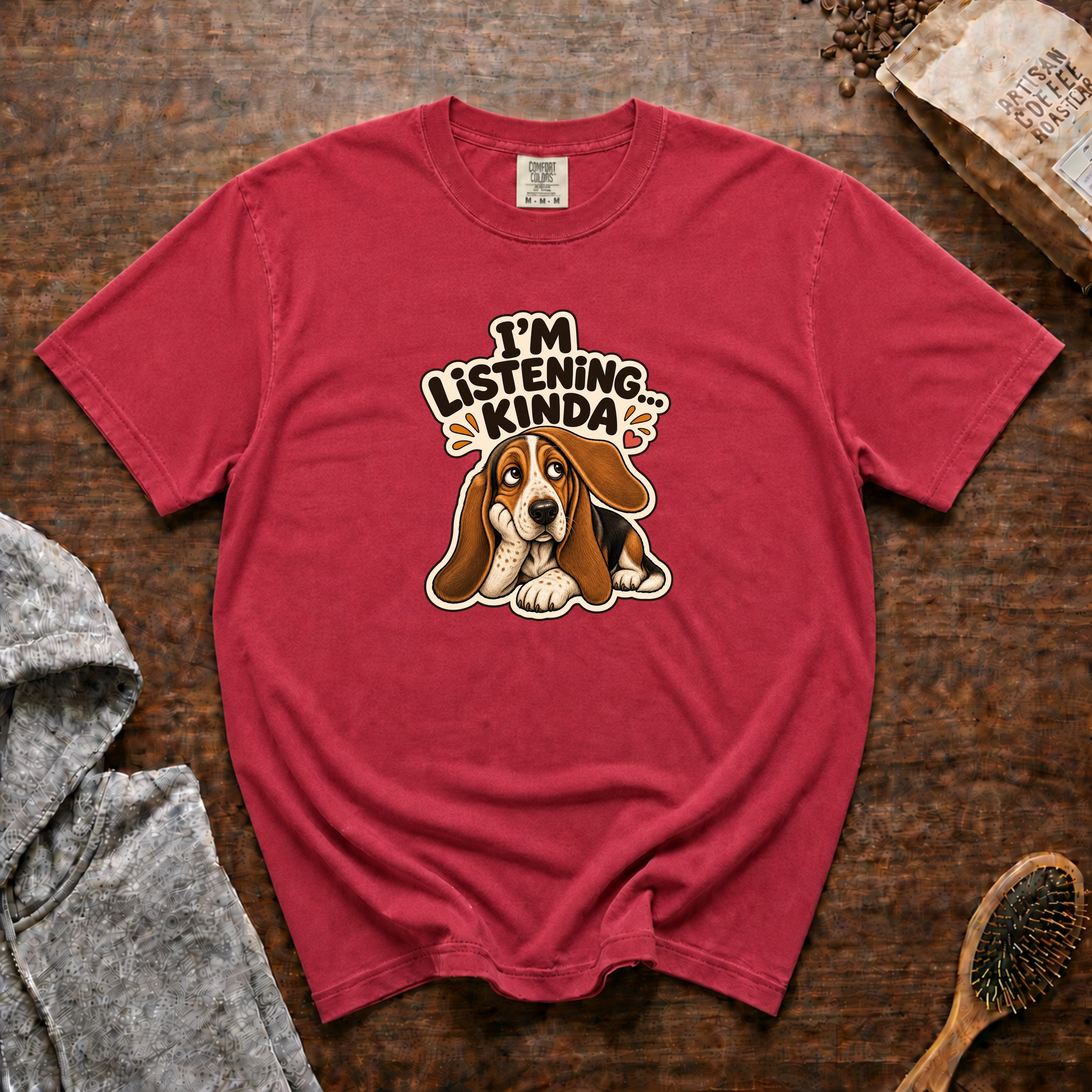 I'M Listening...Kinda T-Shirt — Crimson