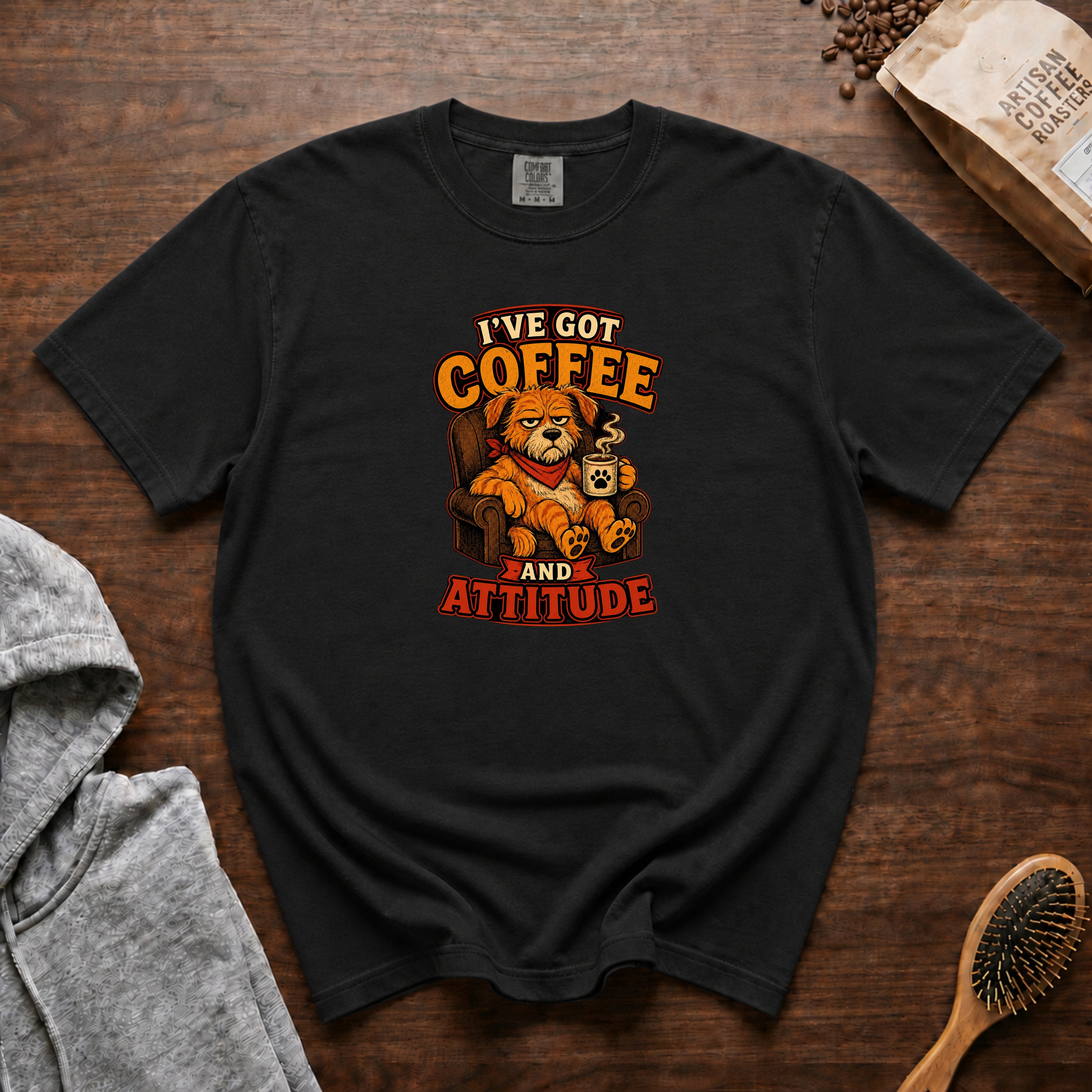 I'Ve Got Coffee And Attitude T-Shirt — Black