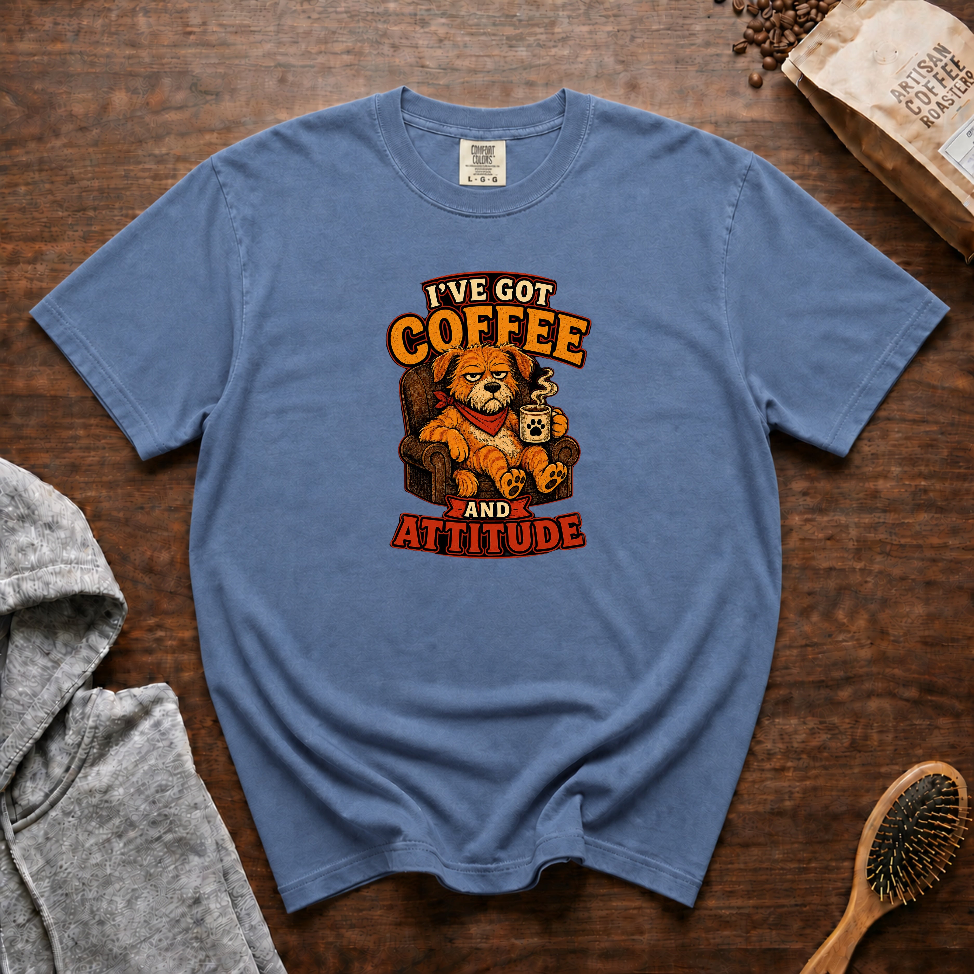I'Ve Got Coffee And Attitude T-Shirt — Blue Jean