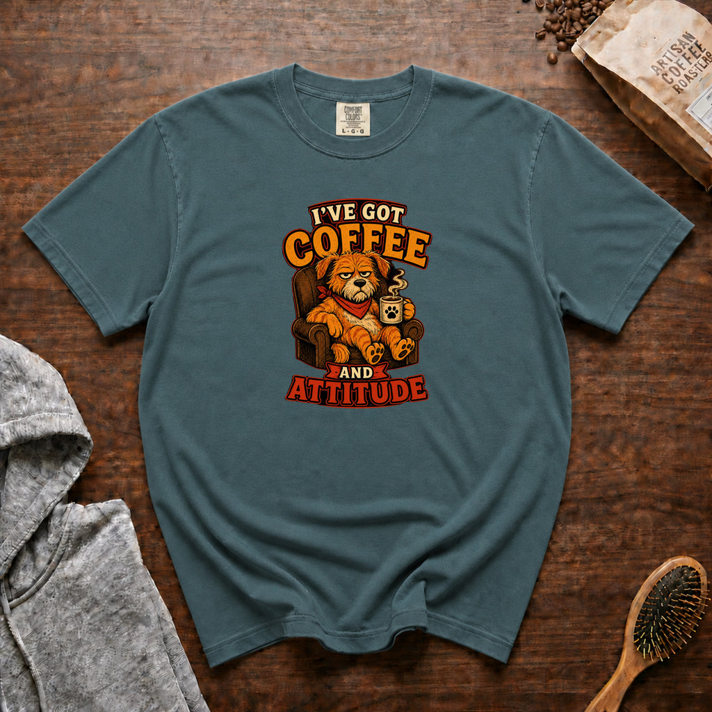 I'Ve Got Coffee And Attitude T-Shirt — Blue Spruce