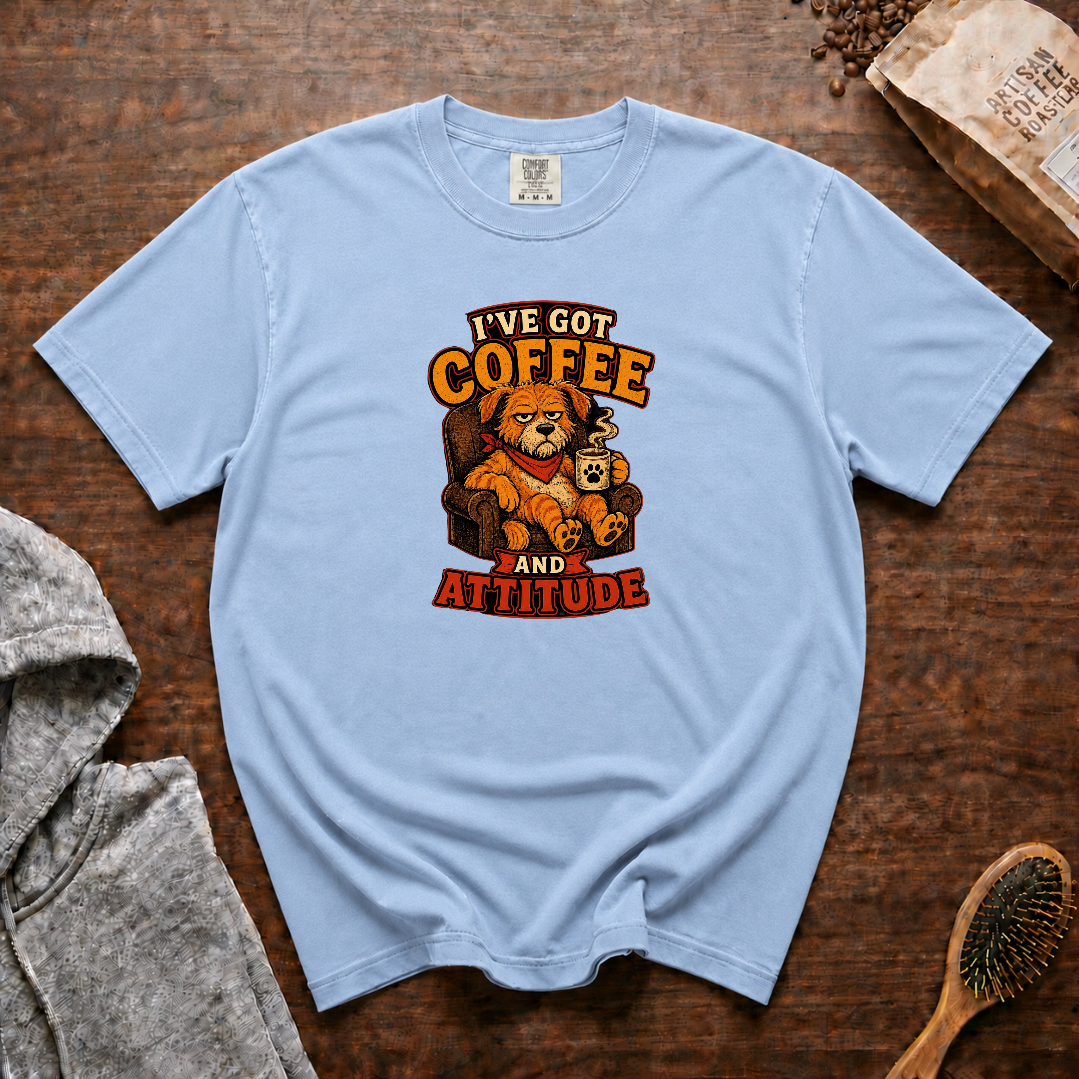 I'Ve Got Coffee And Attitude T-Shirt — Chambray
