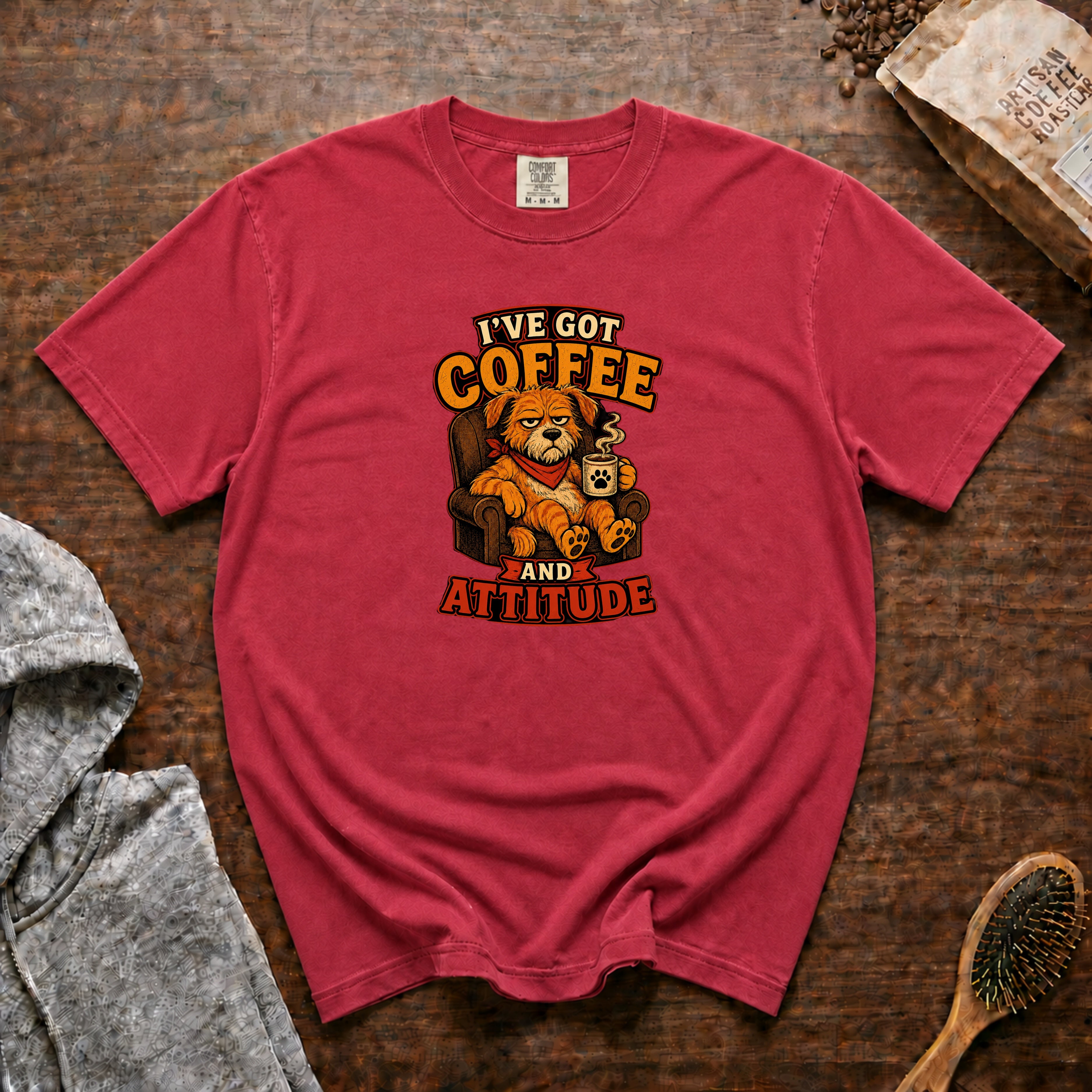 I'Ve Got Coffee And Attitude T-Shirt — Crimson