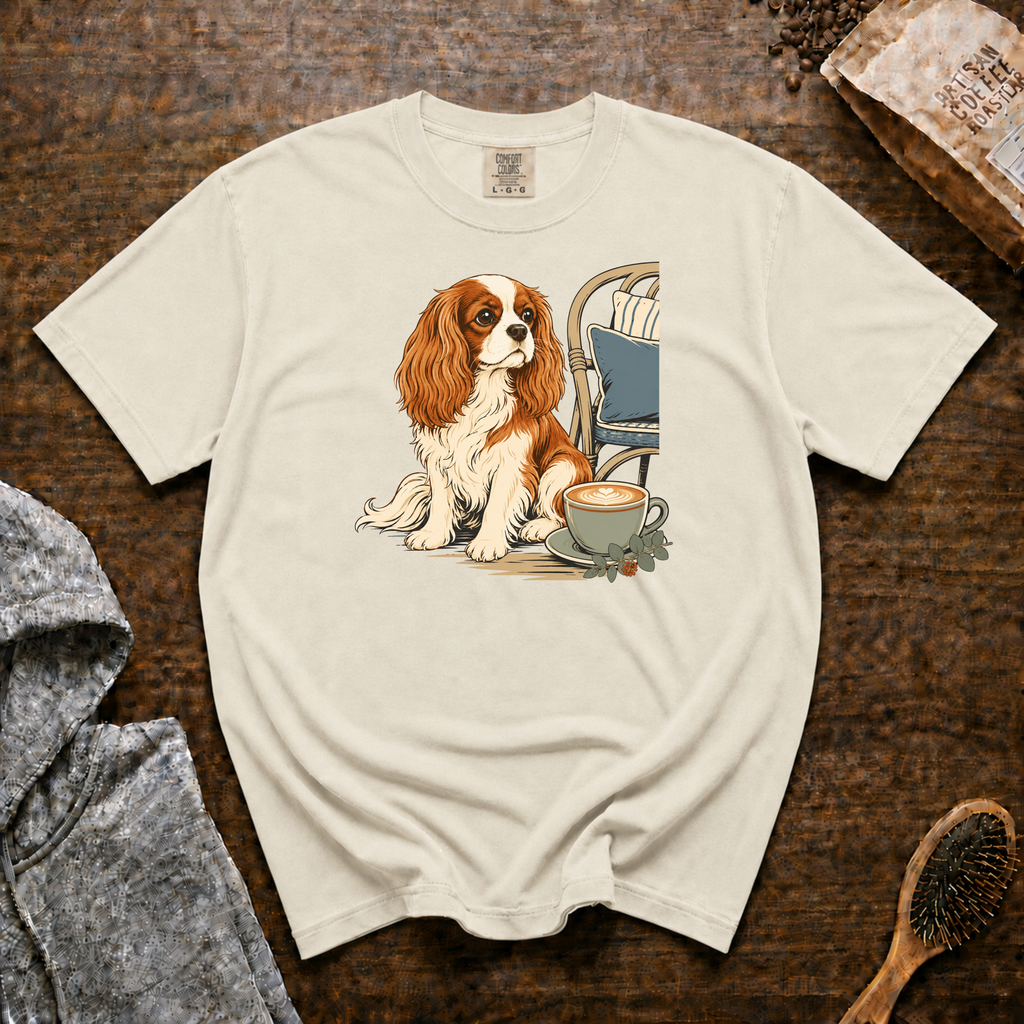 Cavalier King Charles Spaniel Velvet Lap Latte T-Shirt | Cavalier Coffee Tee