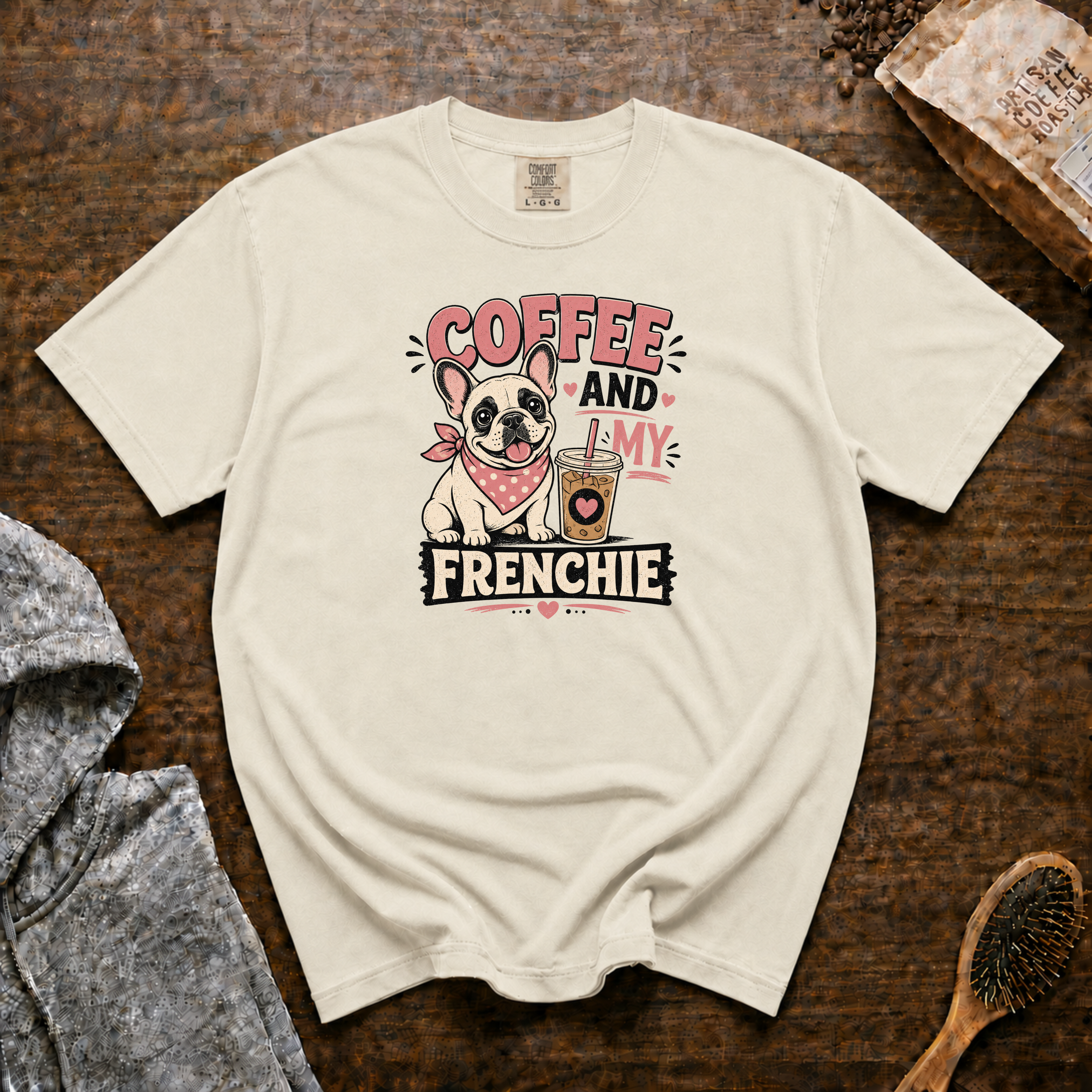 Coffee And My Frenchie T-Shirt | Frenchie Coffee Lover Tee