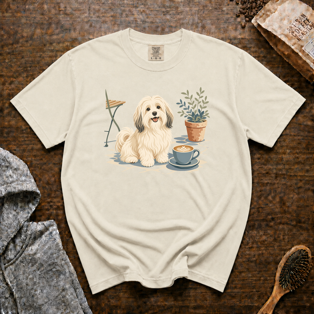 Havanese Patio Latte T-Shirt | Havanese Coffee Lover Tee
