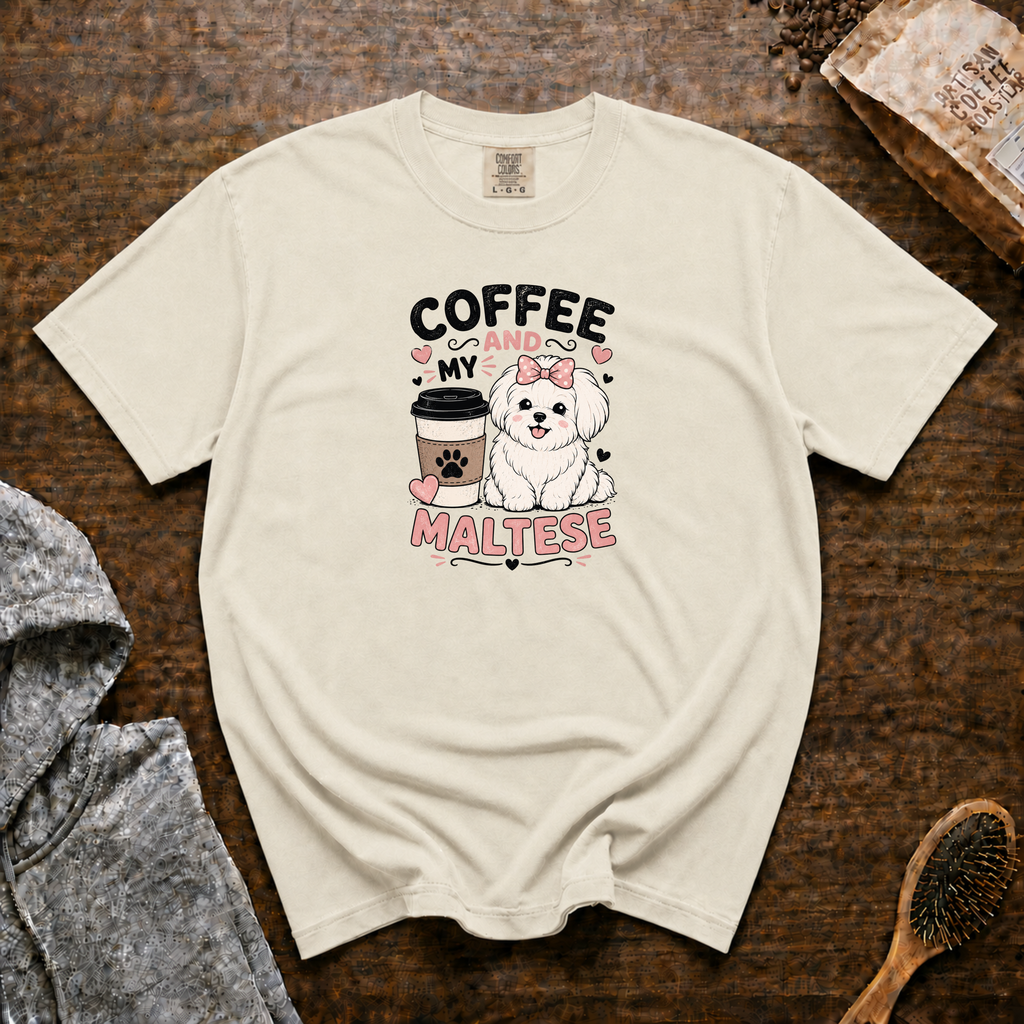 Coffee And My Maltese T-Shirt | Maltese Dog Lover Coffee Tee