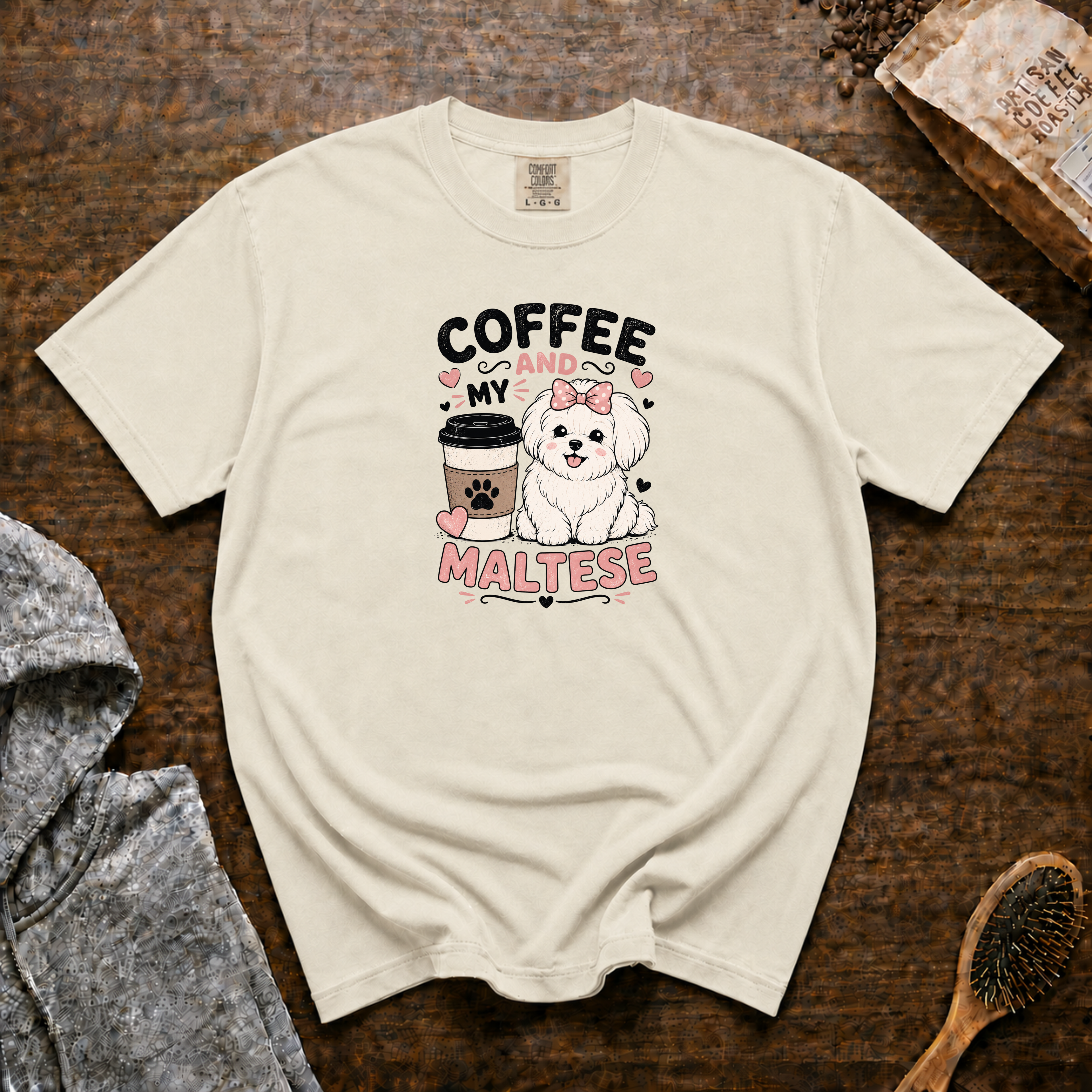 Coffee And My Maltese T-Shirt | Maltese Dog Lover Coffee Tee