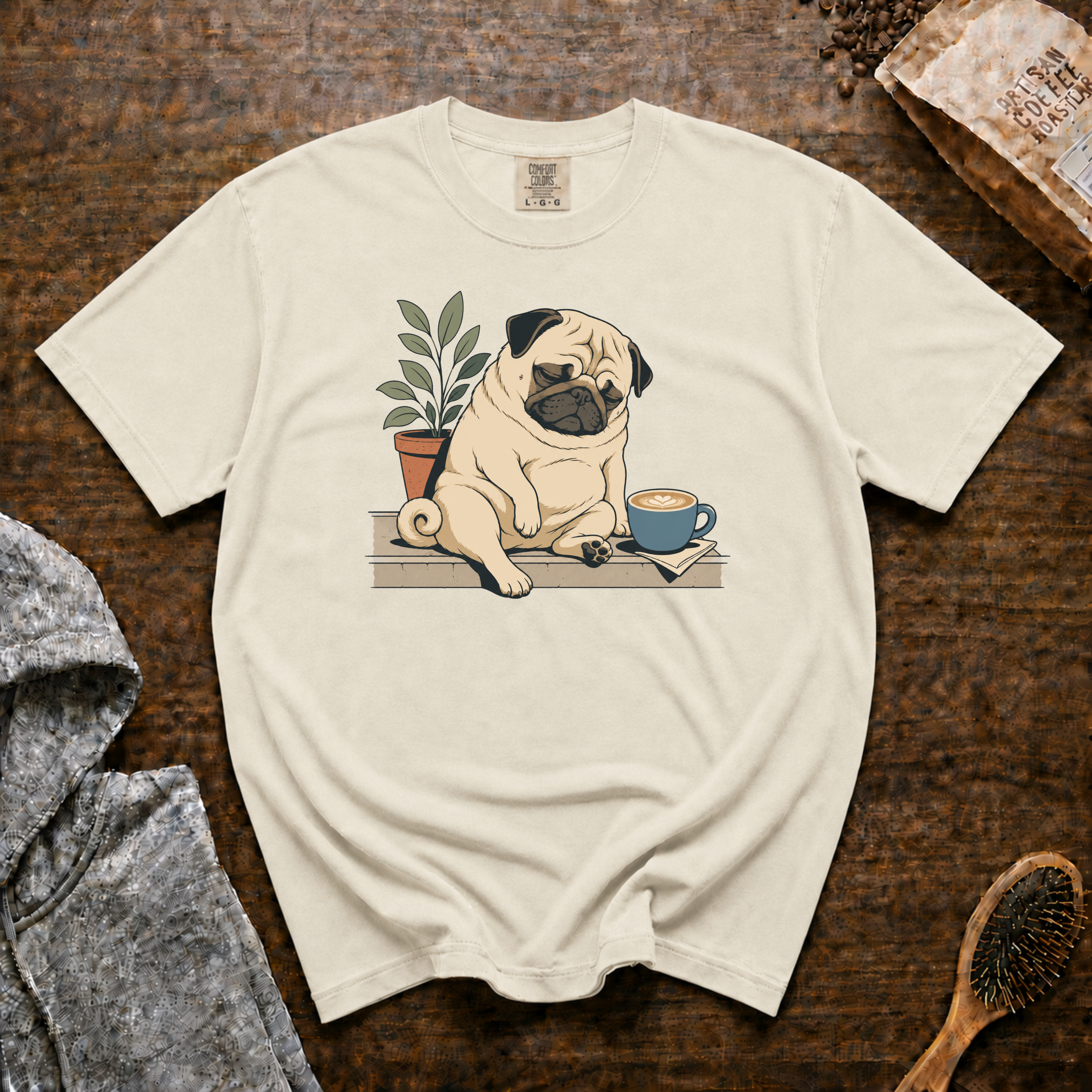 Pug Sleepy Cup Roast T-Shirt | Pug Coffee Lover Tee