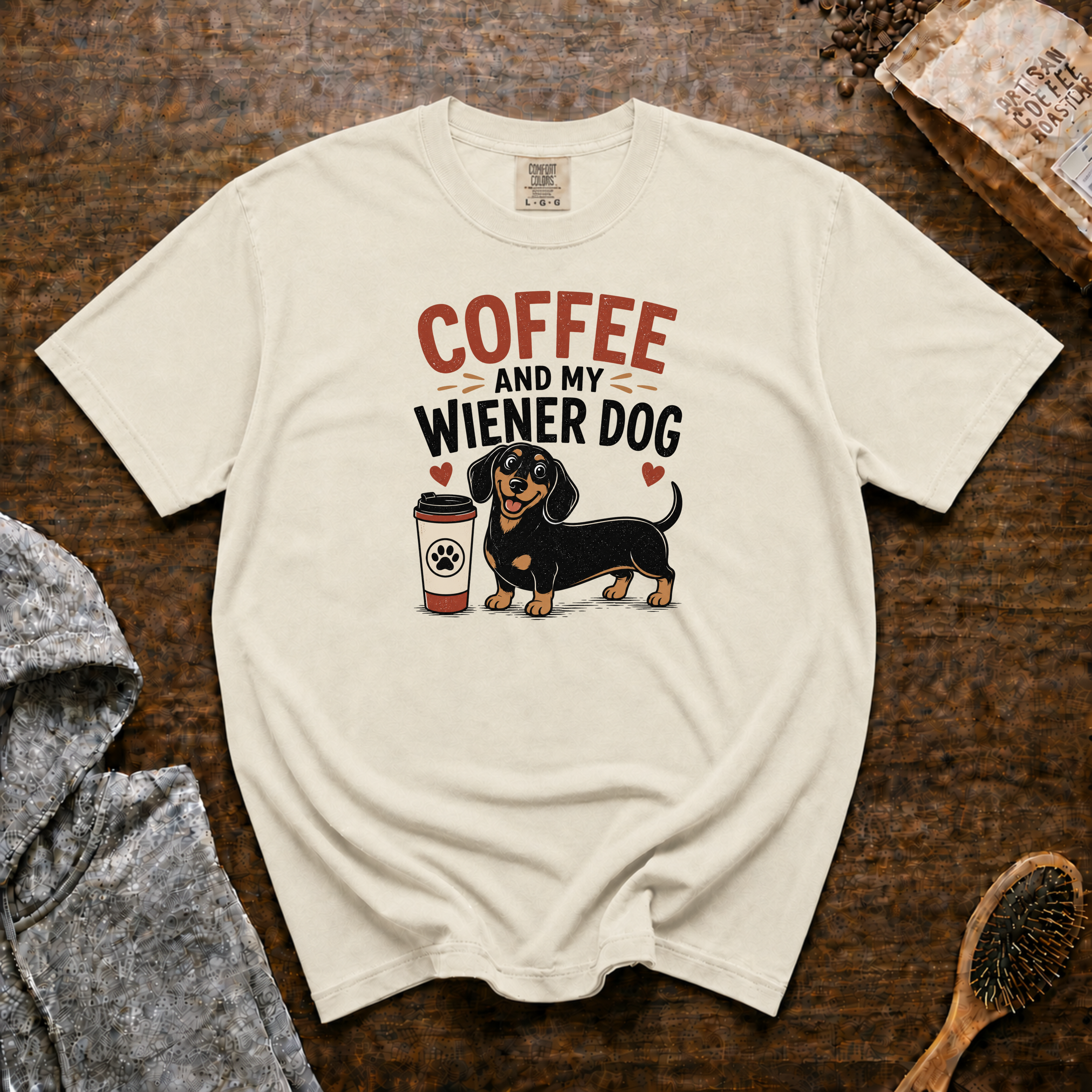 Coffee And My Weiner Dog T-Shirt | Dachshund Coffee Tee