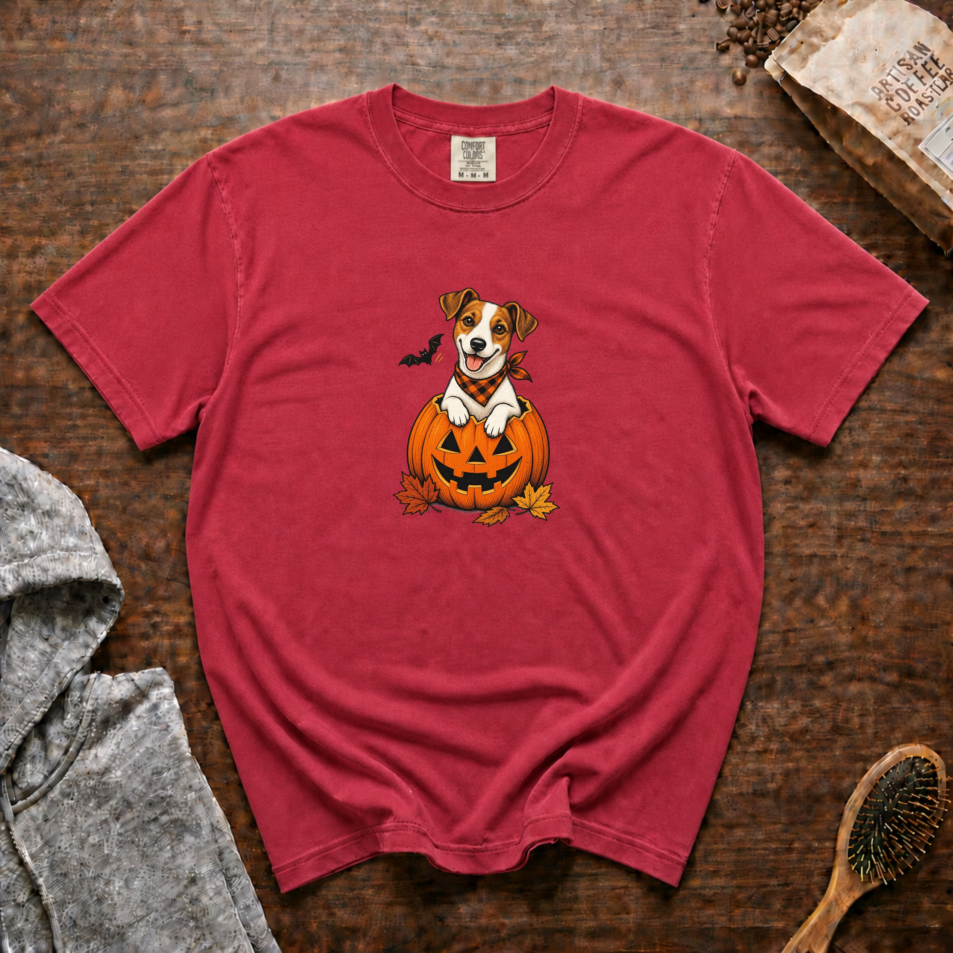 Jack Russell Terrier Halloween T-Shirt — Crimson