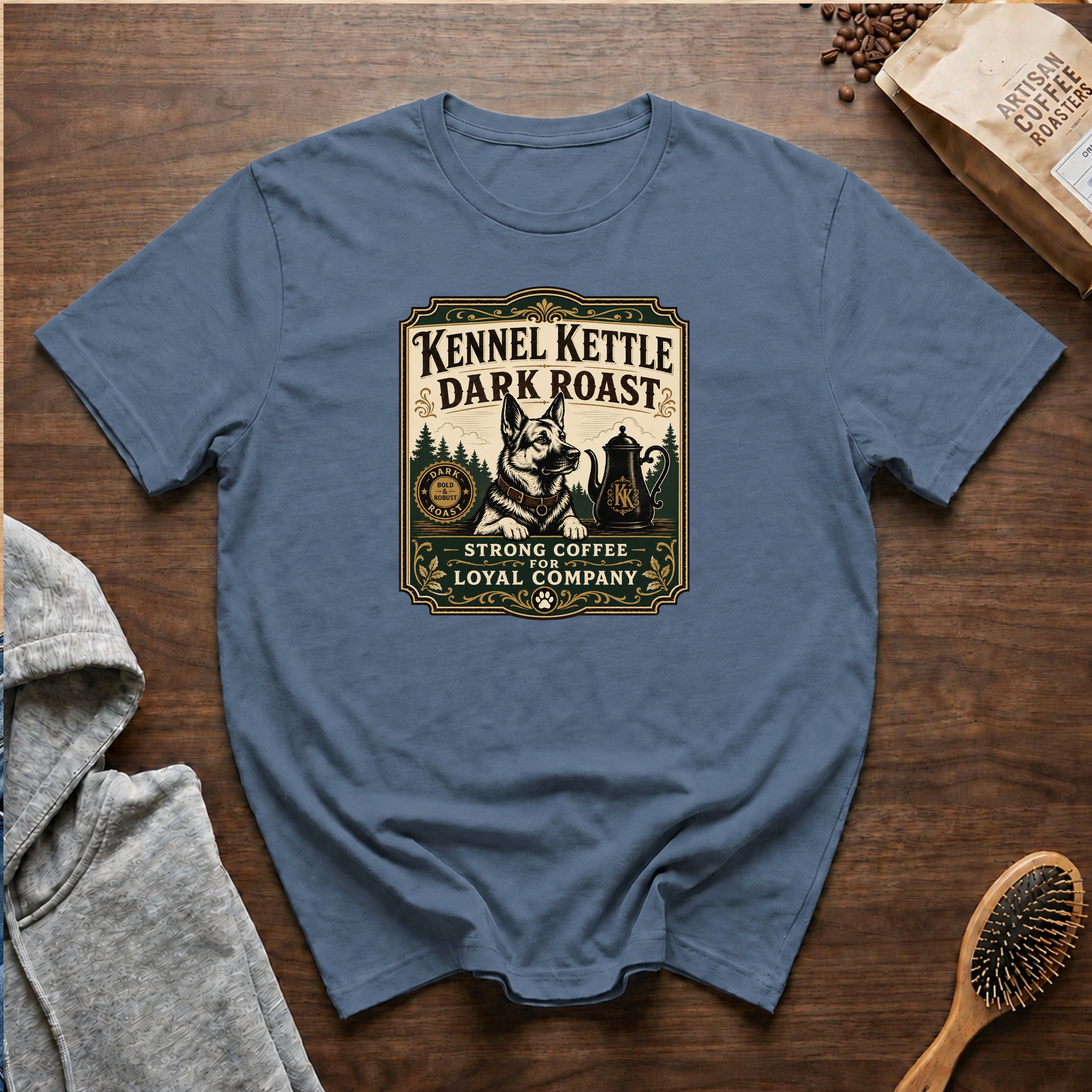 Kennel Kettle Dark Roast T-Shirt — Blue Jean