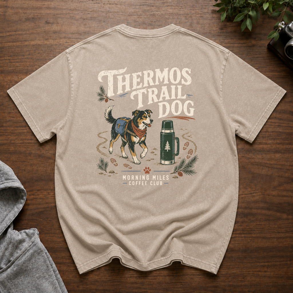 Thermos Trail Dog Cabin Wash Oversized Cotton T-Shirt