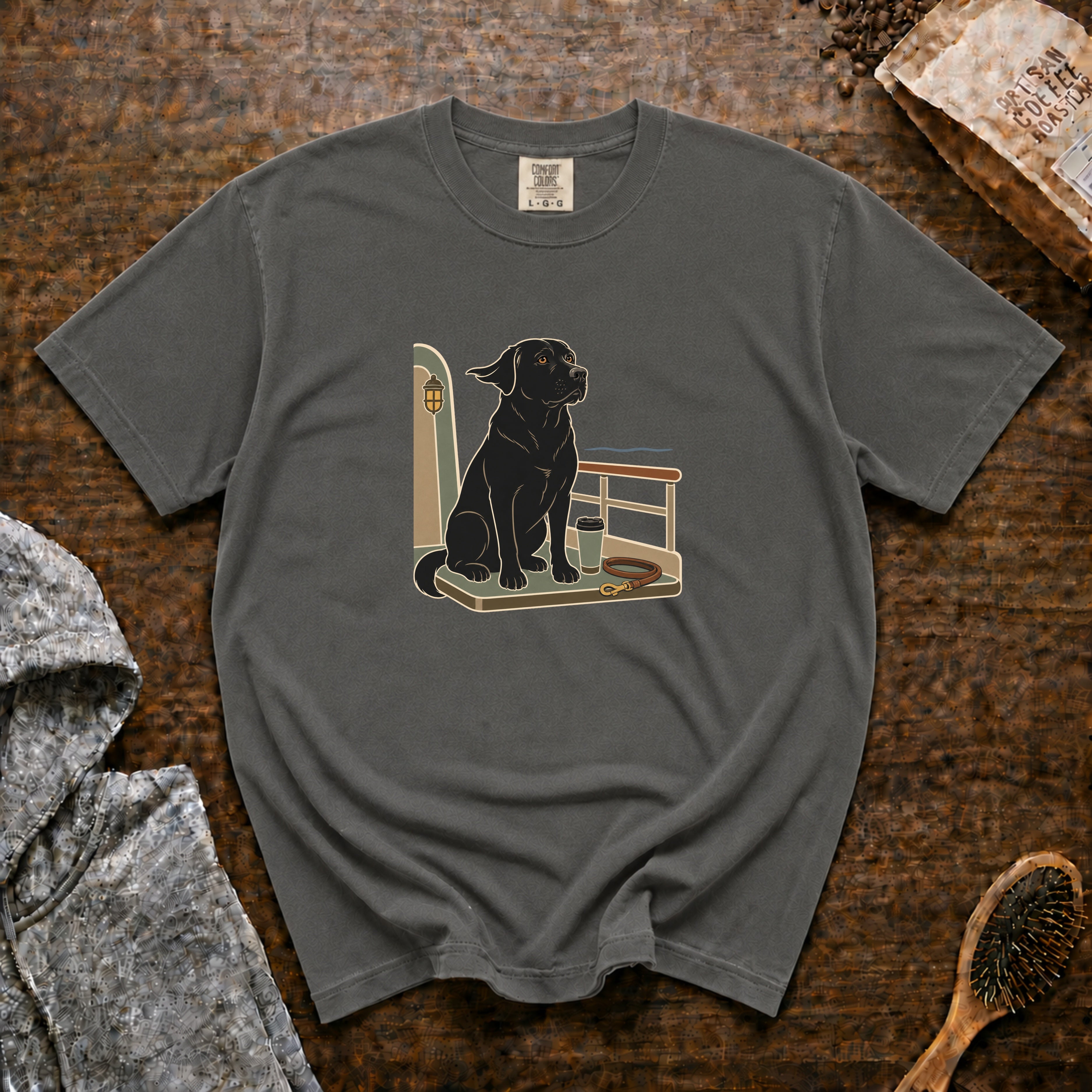 Labrador On A Boat Deck T-Shirt — Pepper
