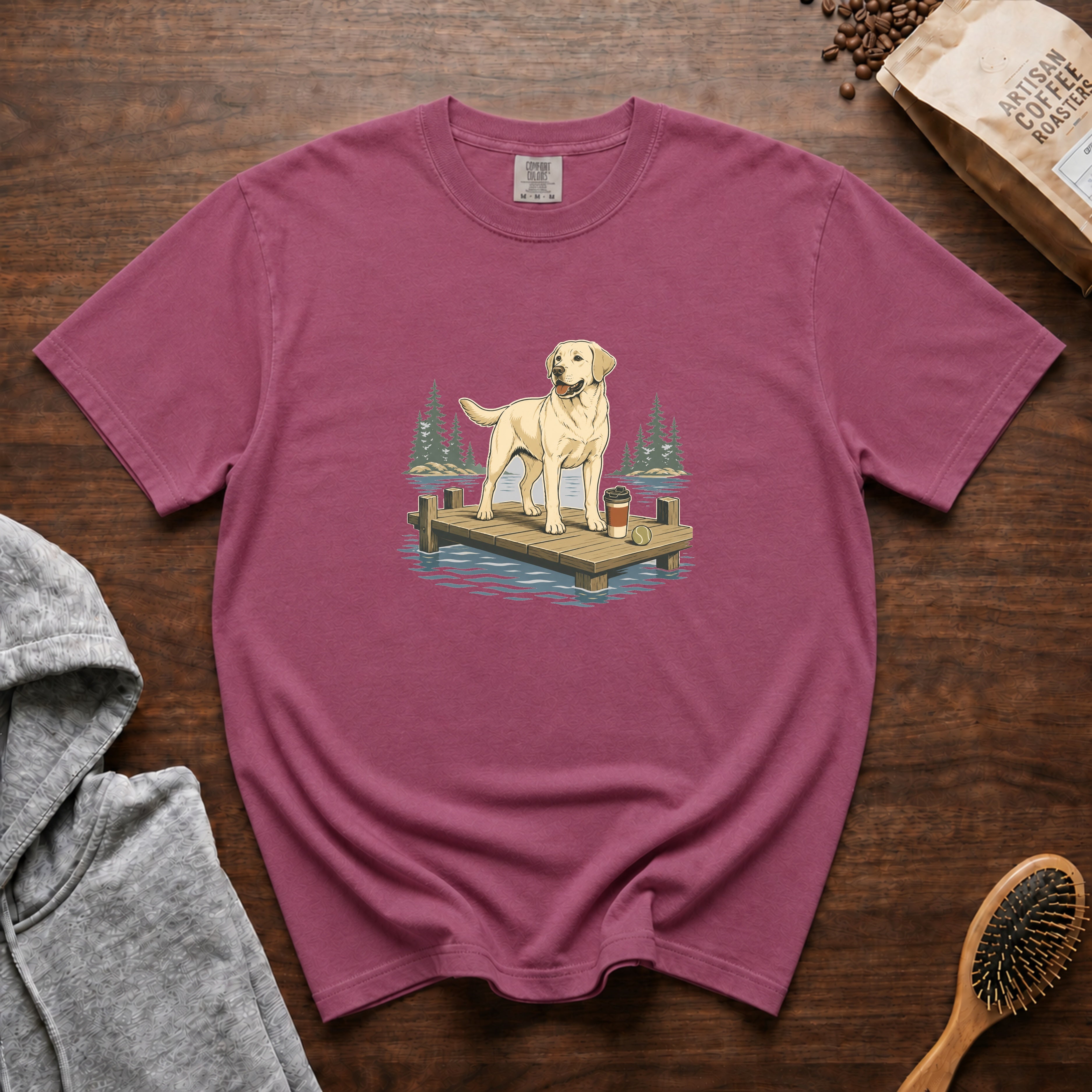 Labrador Retriever Lake Run 1 T-Shirt — Berry