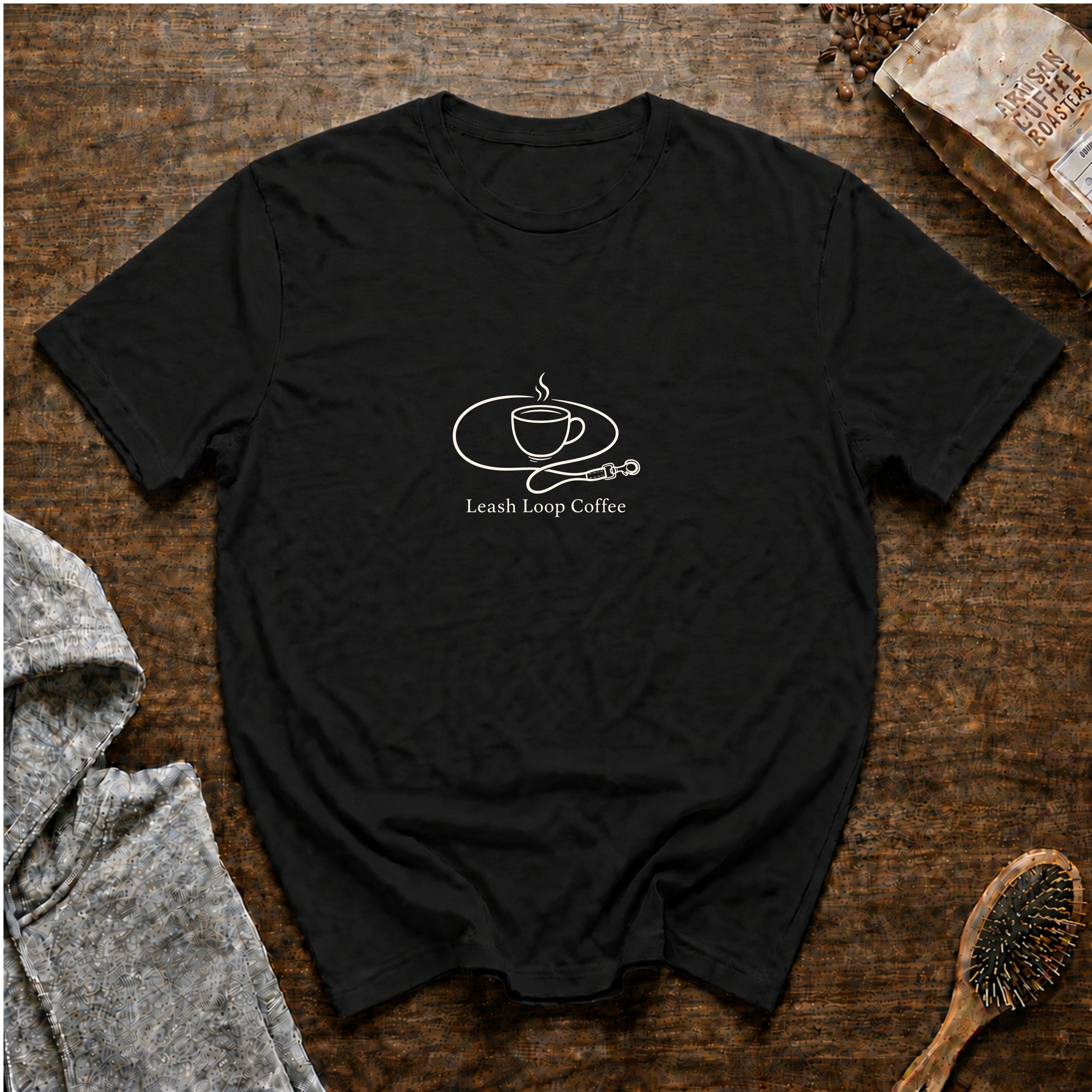 Leash Loop Coffee T-Shirt — Black