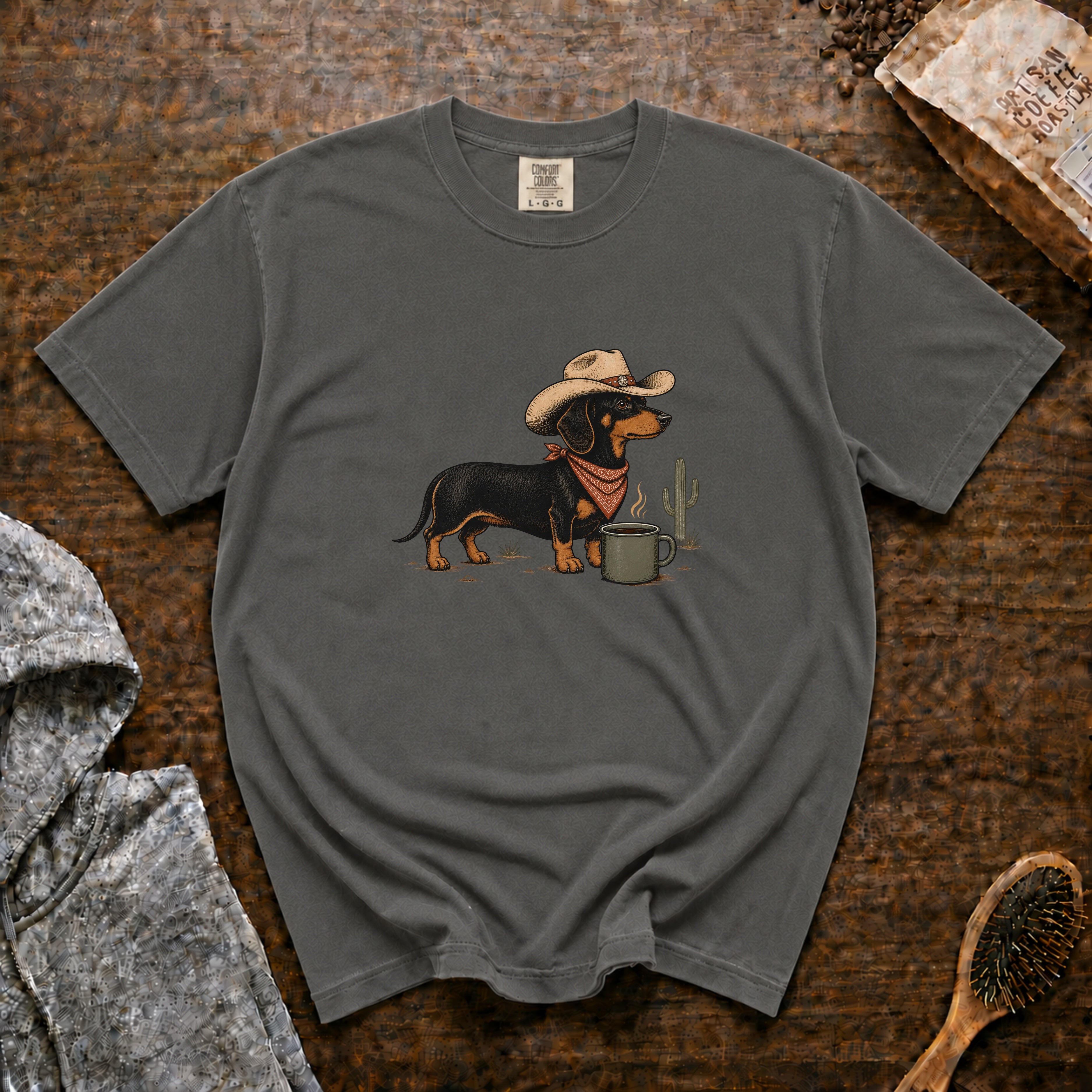 Long Dog, Strong Coffee T-Shirt — Pepper