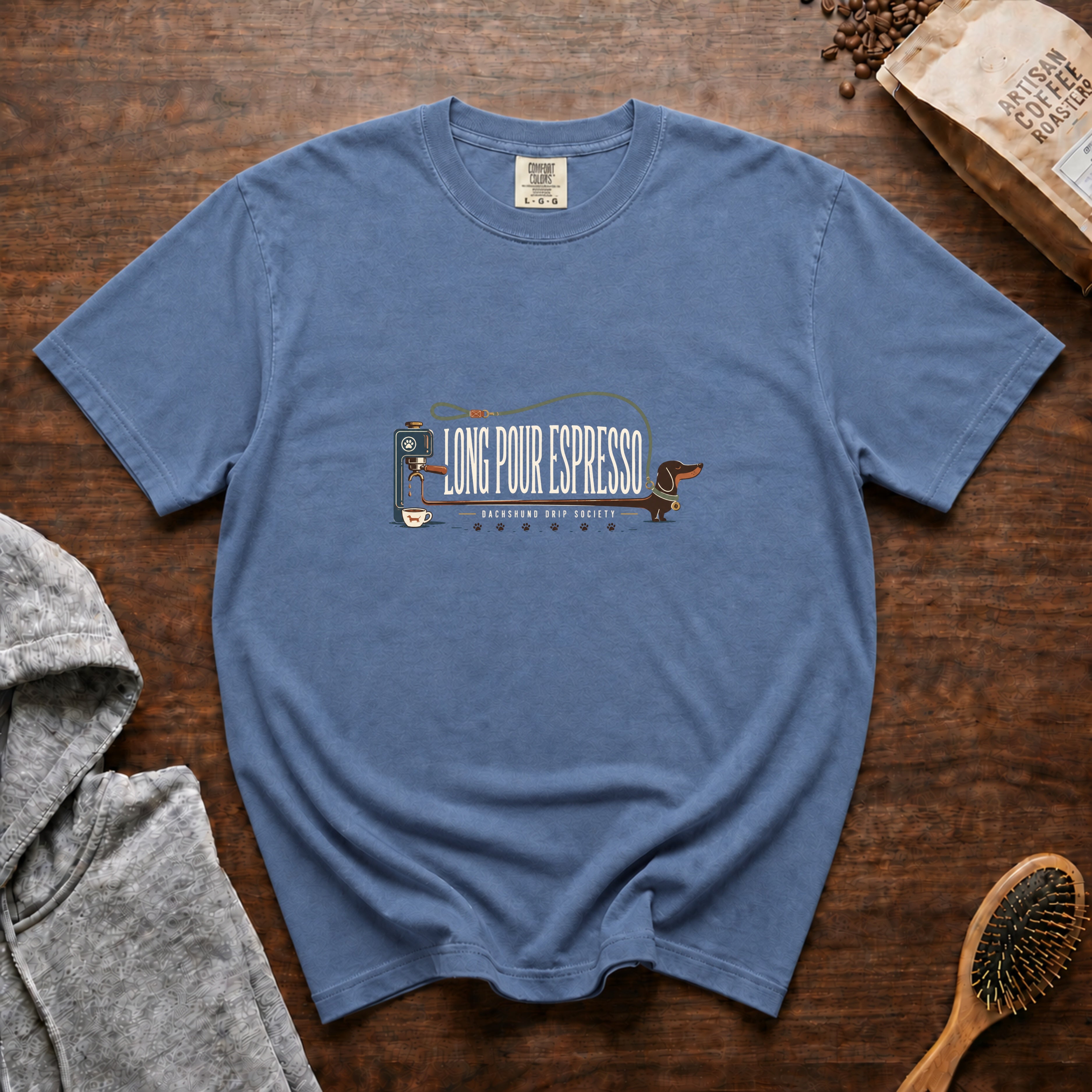 Long Pour Espresso 1 T-Shirt — Blue Jean