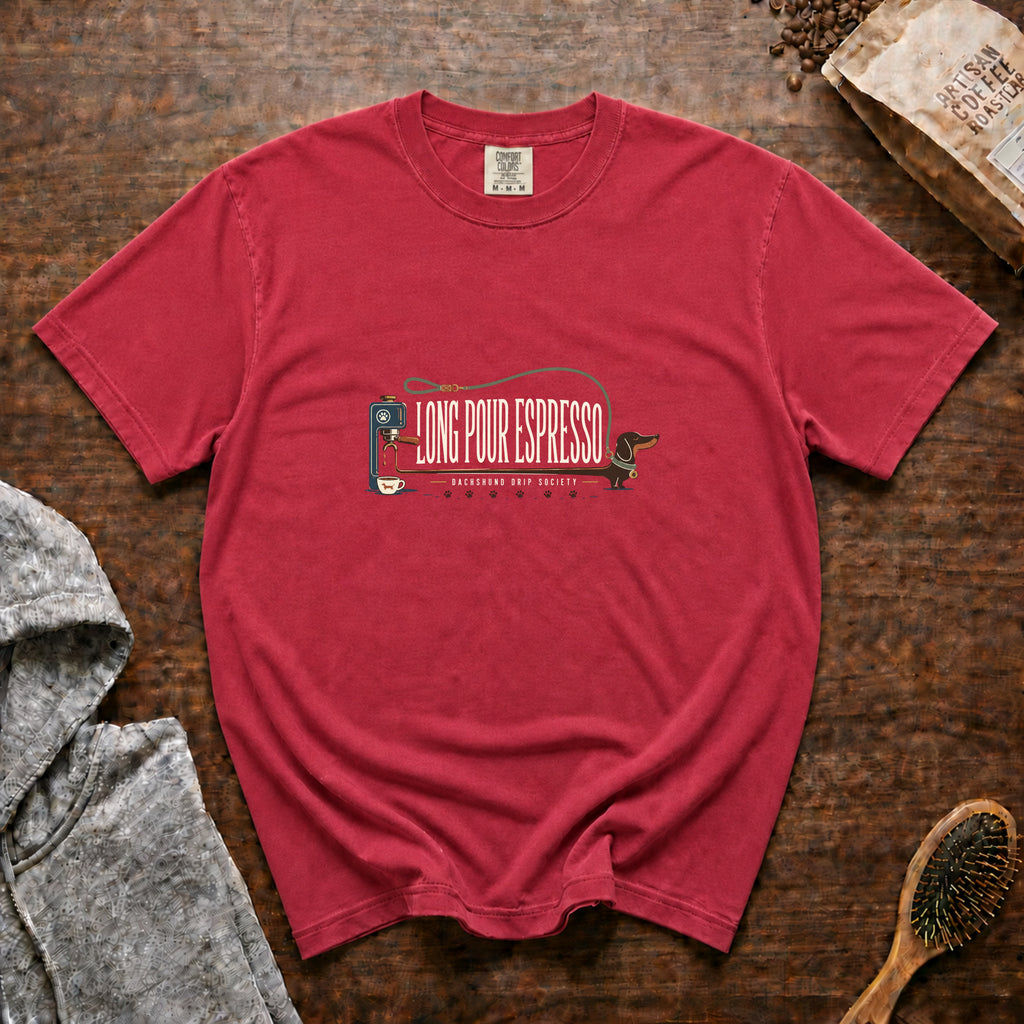 Long Pour Espresso 1 T-Shirt — Crimson