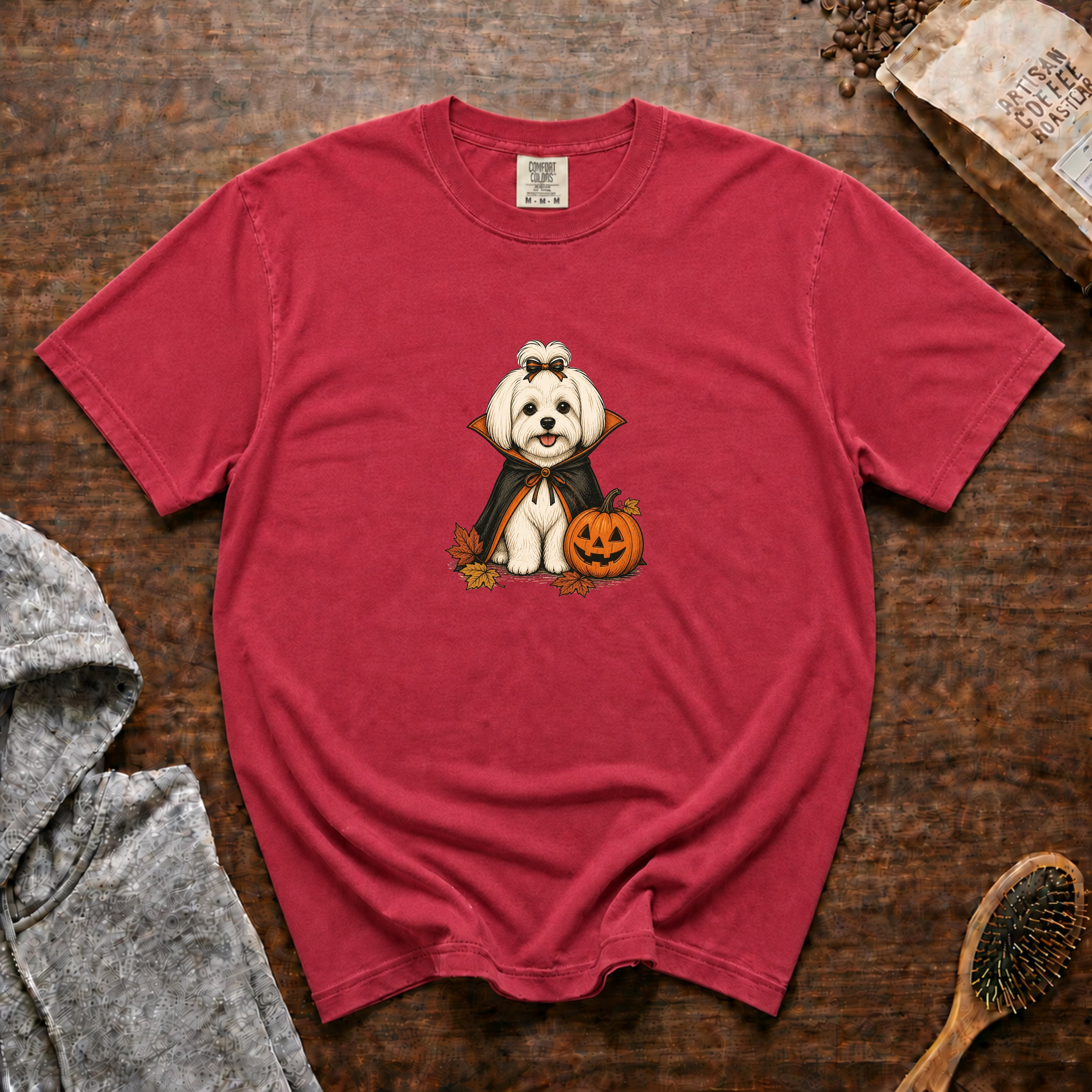 Maltese Halloween T-Shirt — Crimson