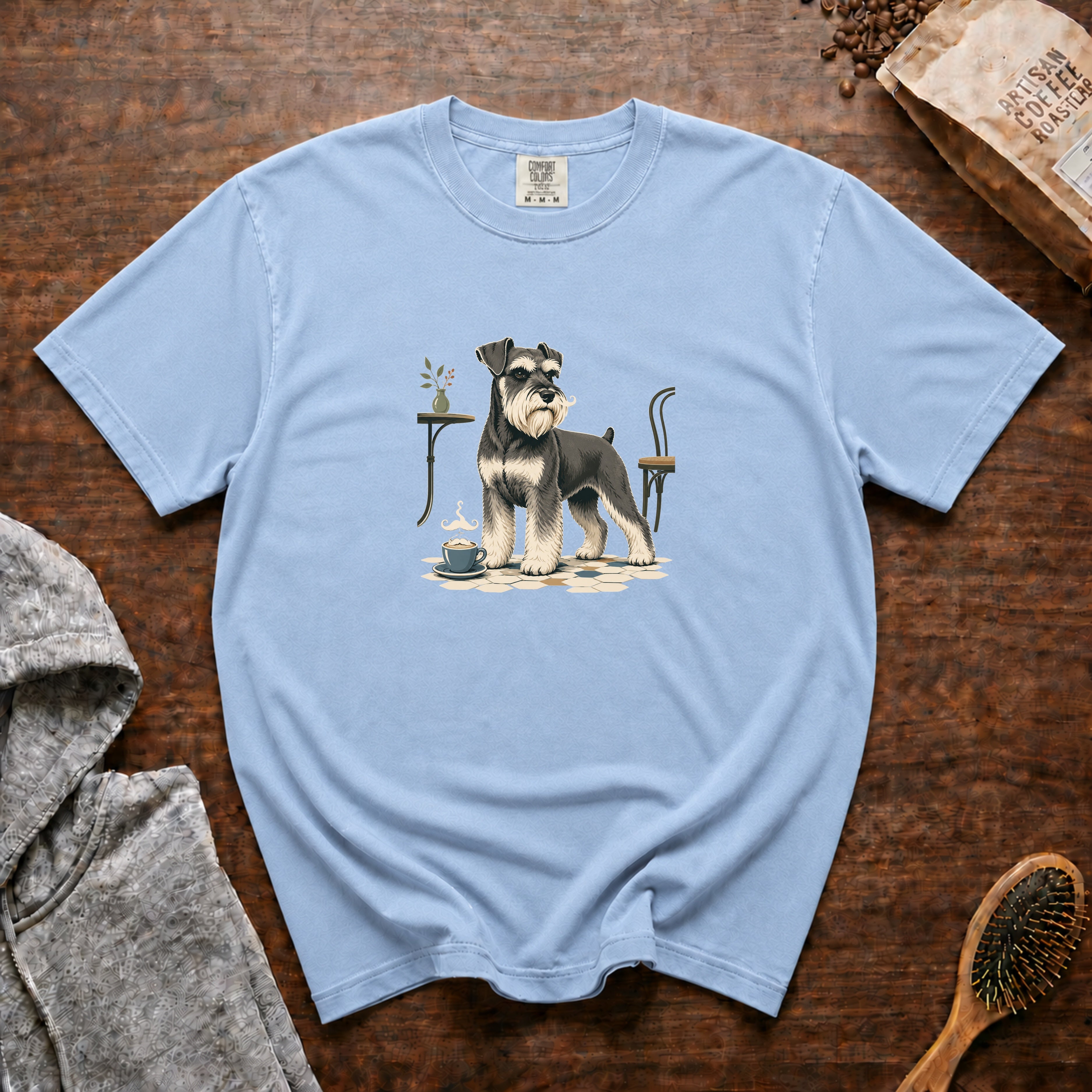 Miniature Schnauzer Mustache Macchiato 1 T-Shirt — Chambray
