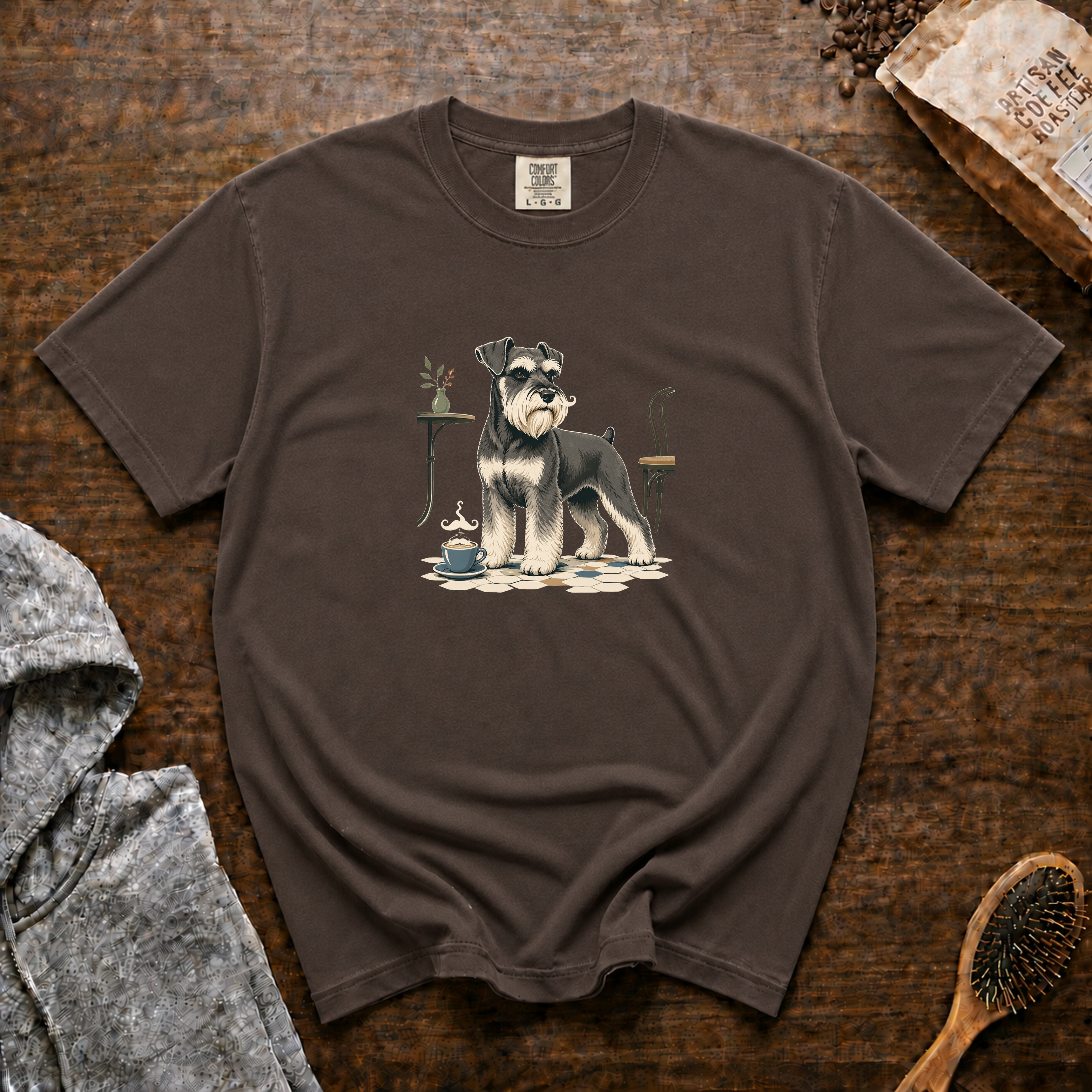 Miniature Schnauzer Mustache Macchiato 1 T-Shirt — Espresso