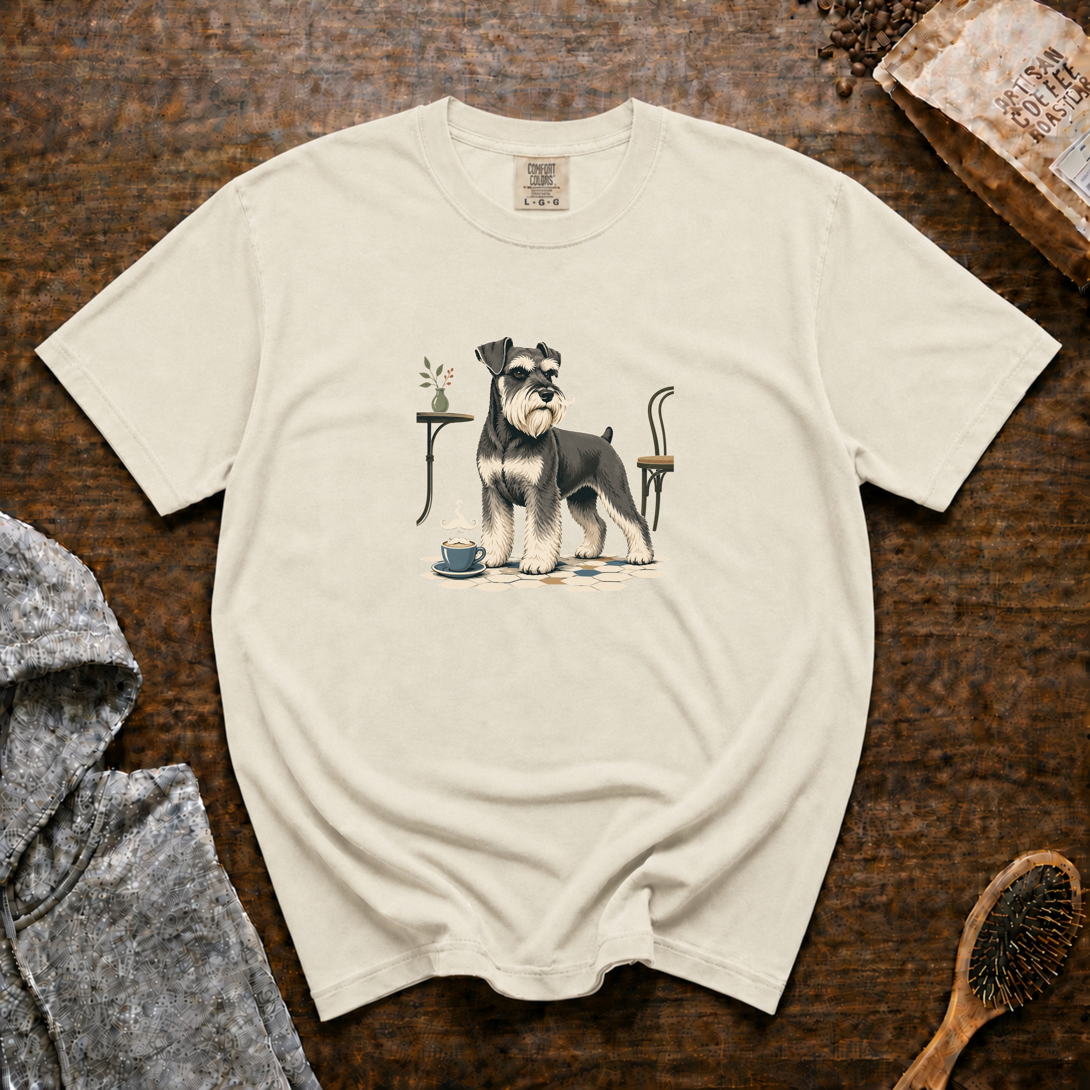 Miniature Schnauzer Mustache Macchiato 1 T-Shirt — Ivory