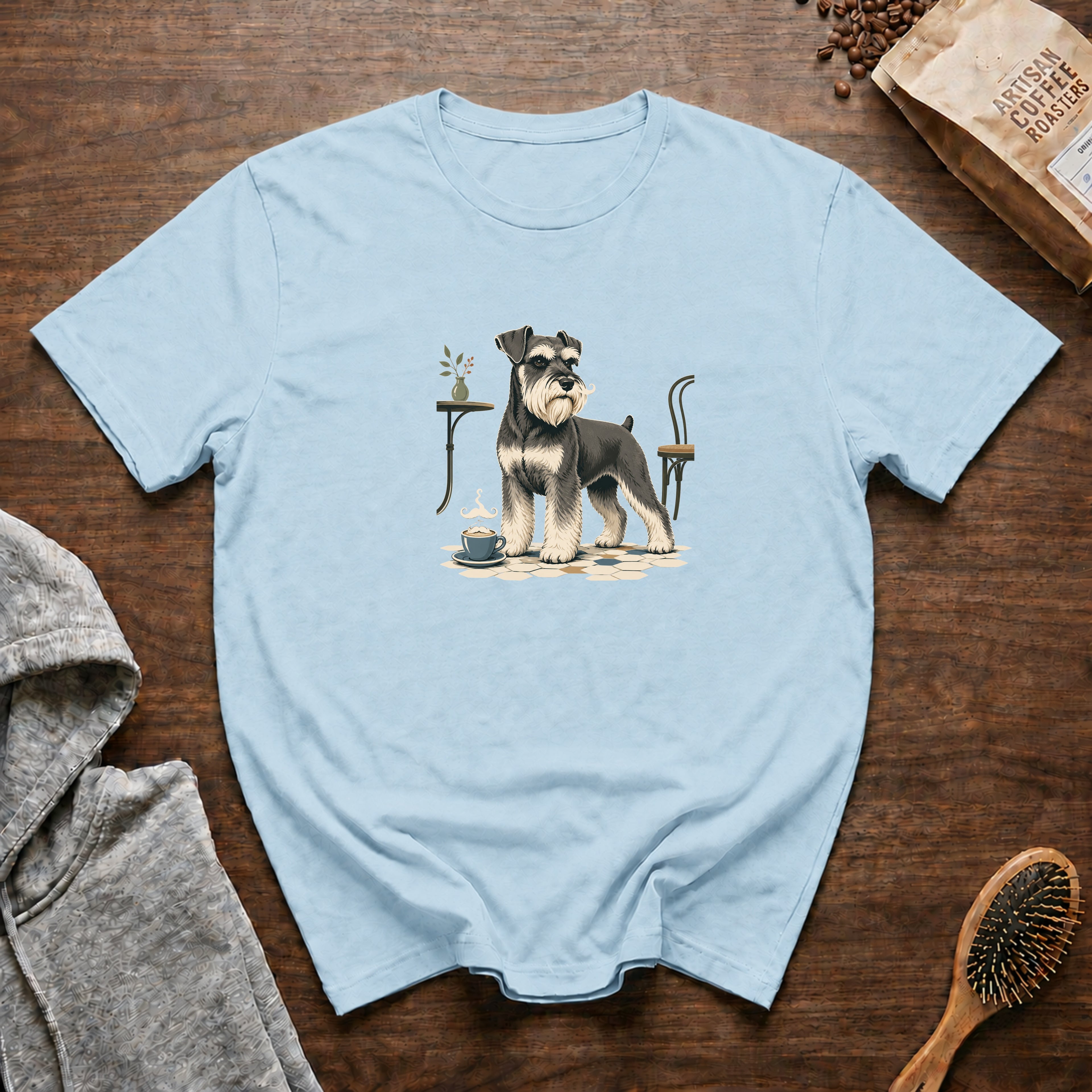 Miniature Schnauzer Mustache Macchiato T-Shirt — Chambray