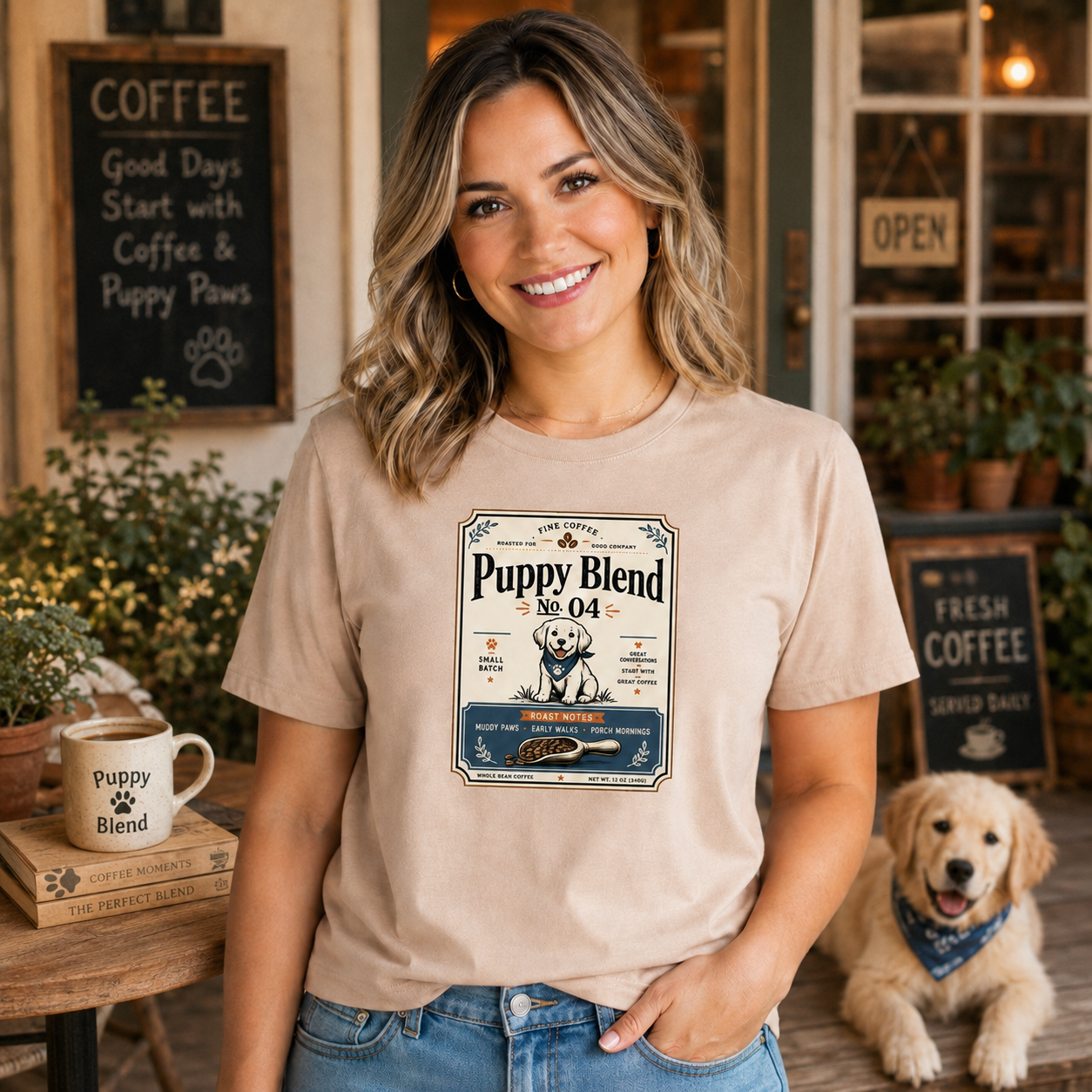 Puppy Blend No. 4 T-Shirt | Cute Coffee Lover Dog Mom Gift