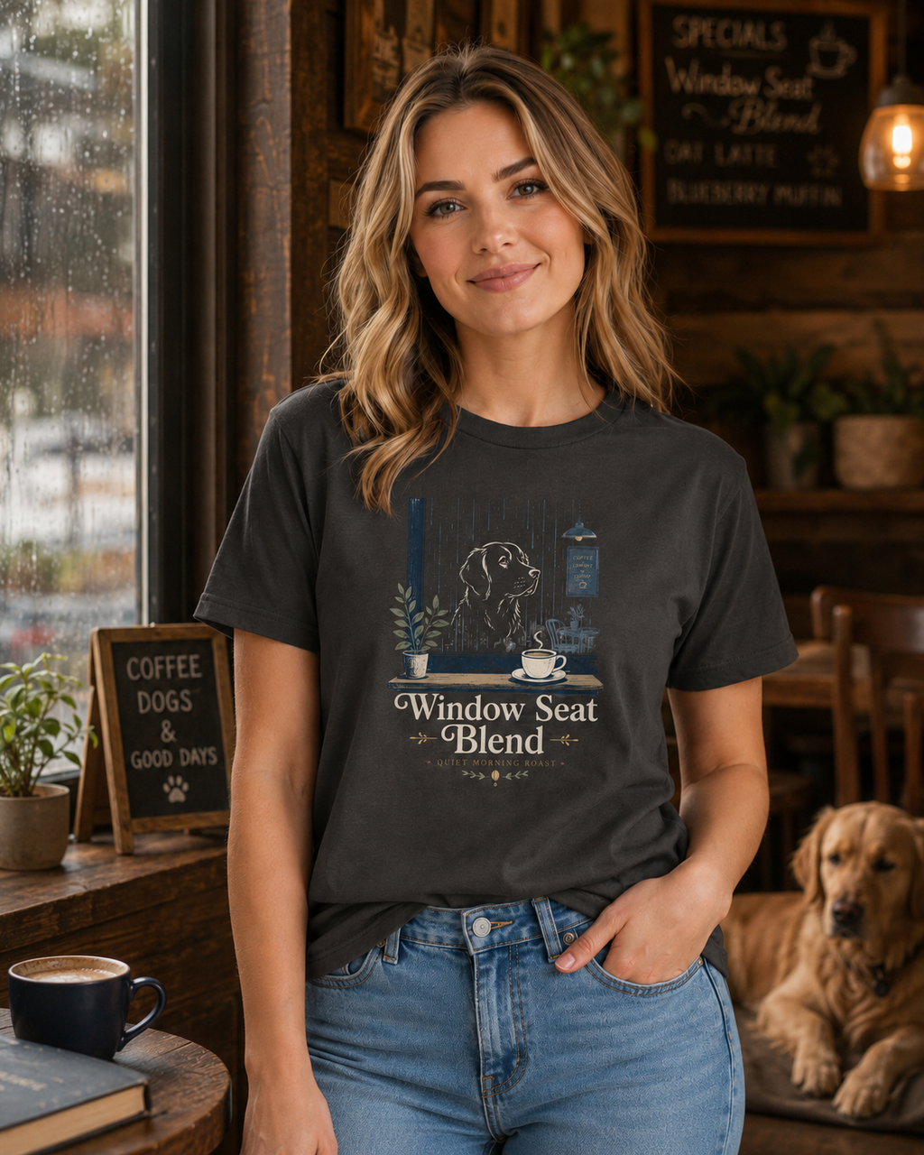 Window Seat Blend T-Shirt | Coffee Shop Lover Graphic Tee