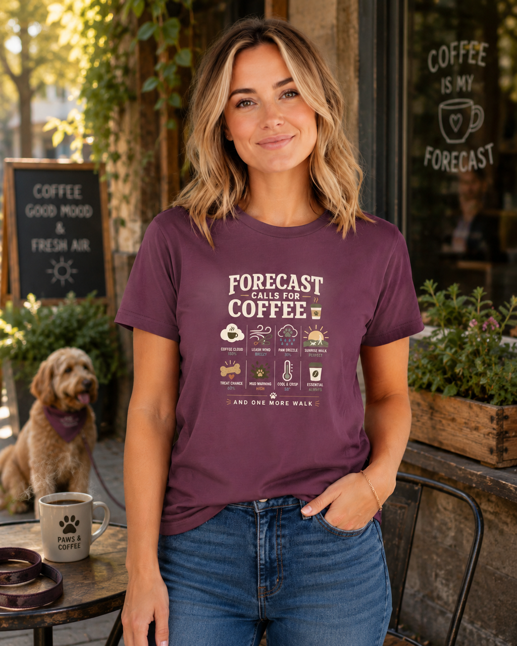 Forecast Calls For Coffee T-Shirt | Funny Coffee Lover Tee