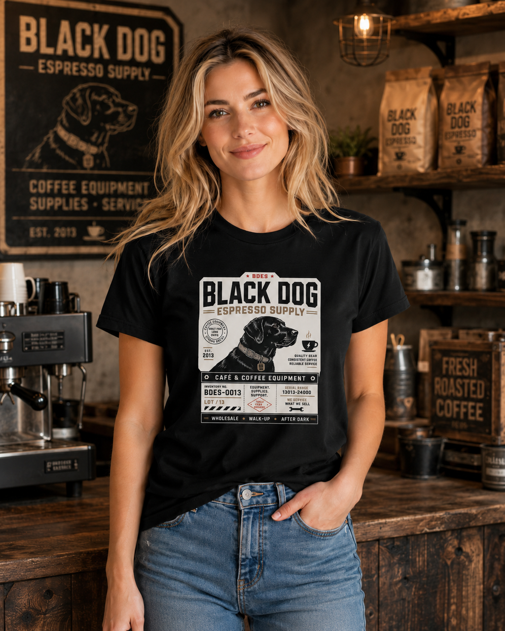Black Dog Espresso Supply T-Shirt | Funny Coffee Lover Gift