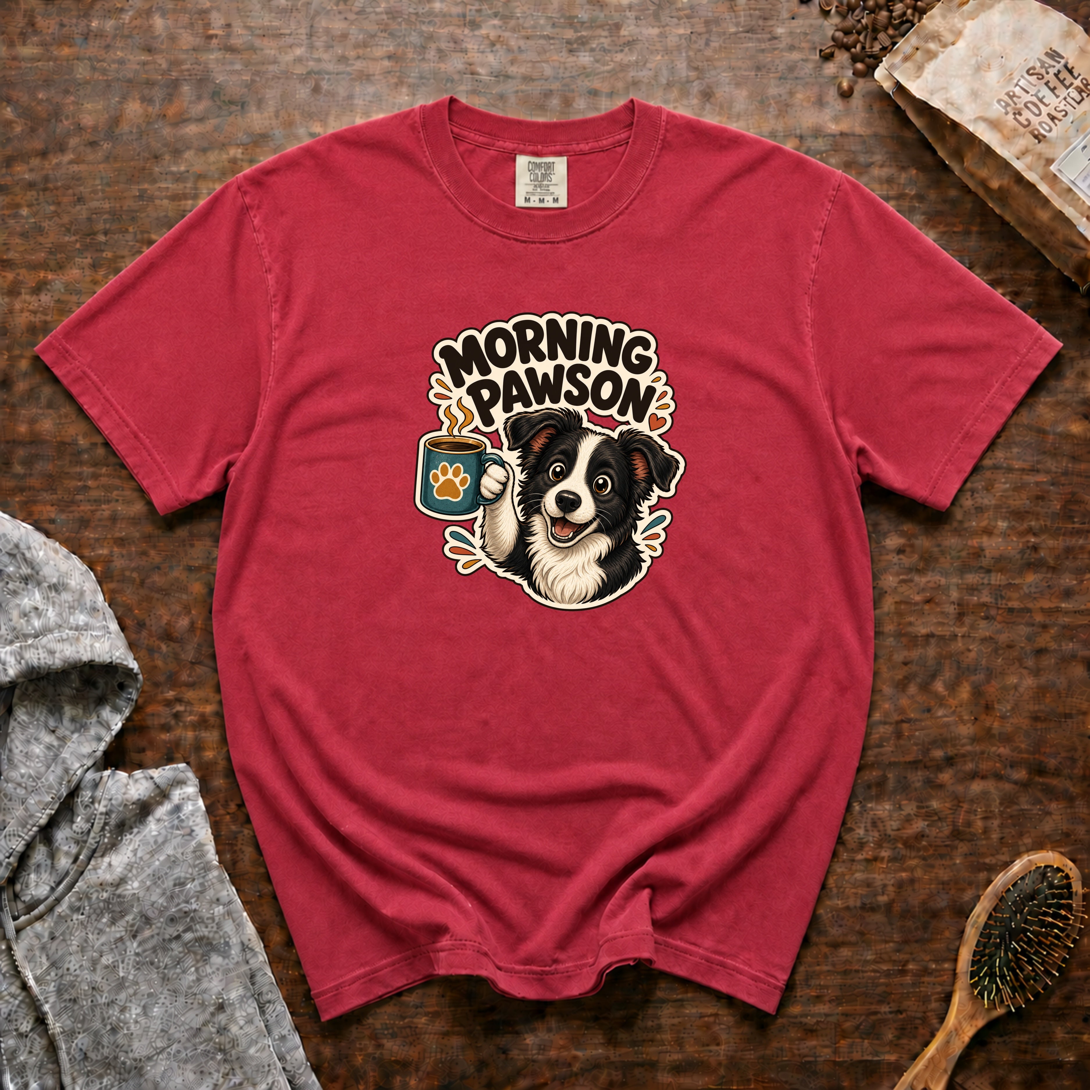 Morning Pawson T-Shirt — Crimson