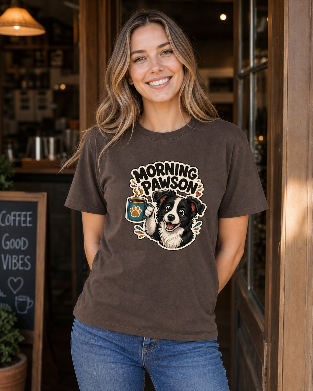 Morning Pawson T-Shirt | Funny Dog Lover Morning Tee