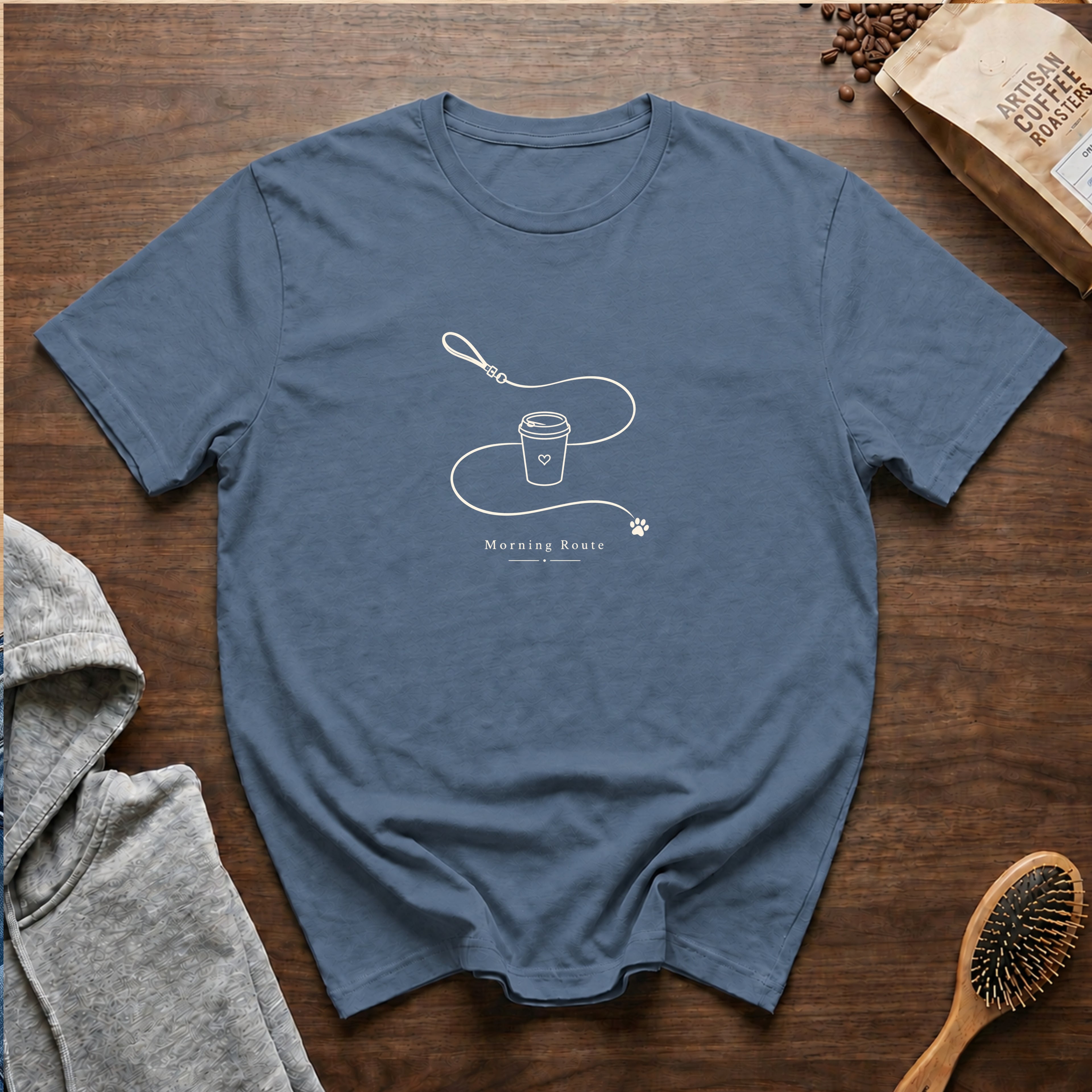 Morning Route T-Shirt — Blue Jean