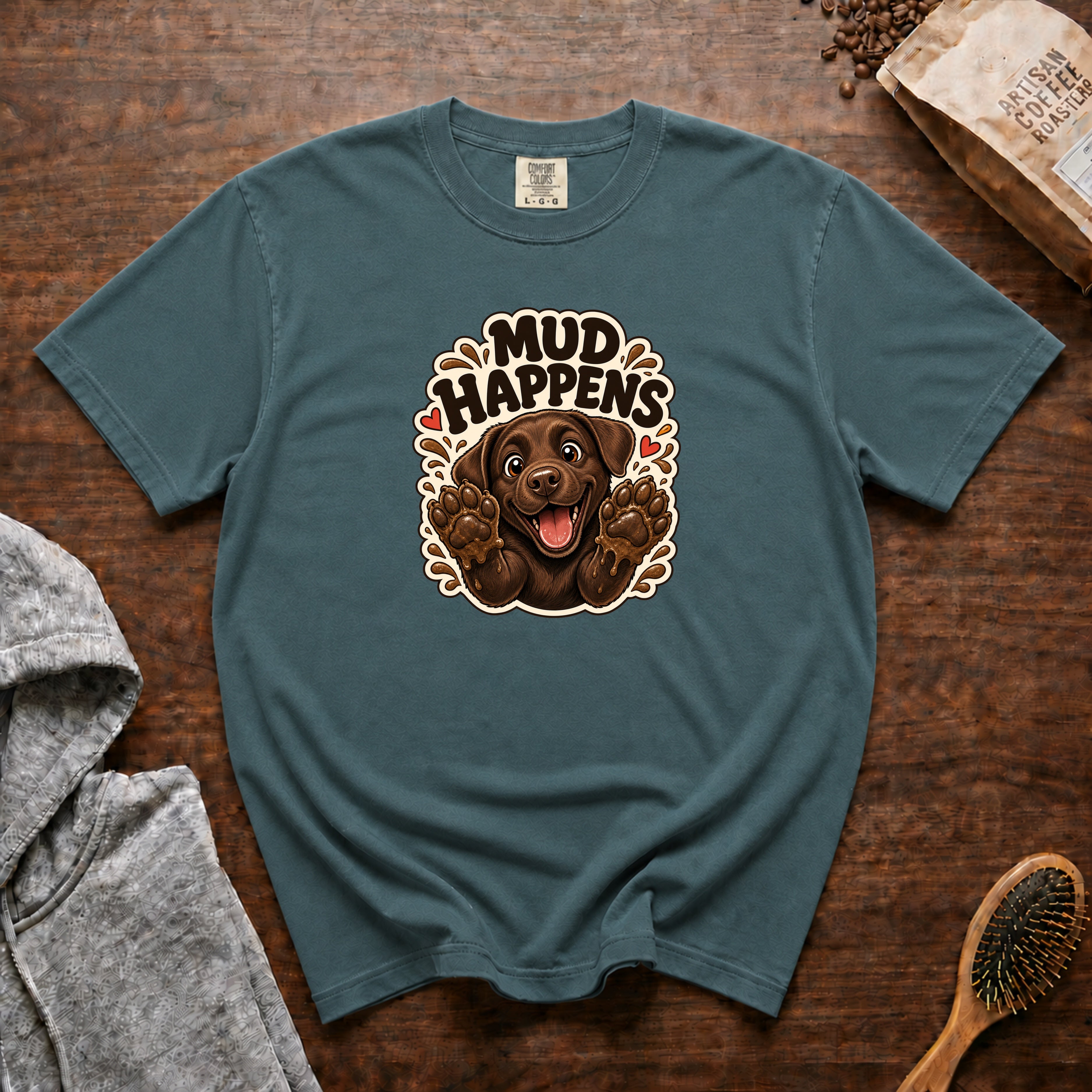 Mud Happens T-Shirt — Blue Spruce