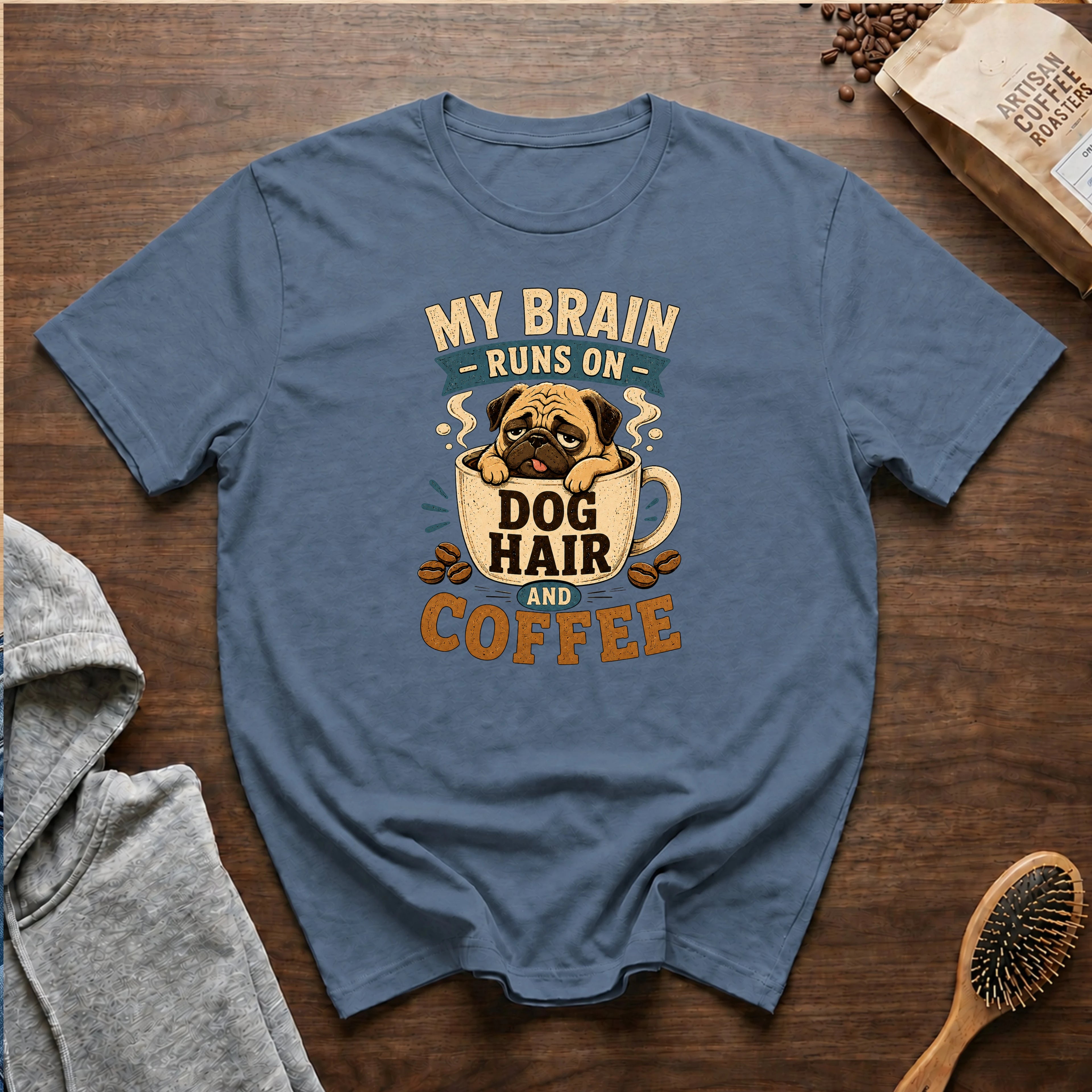 My Brain Runs on Dog Hair and Coffee T-Shirt