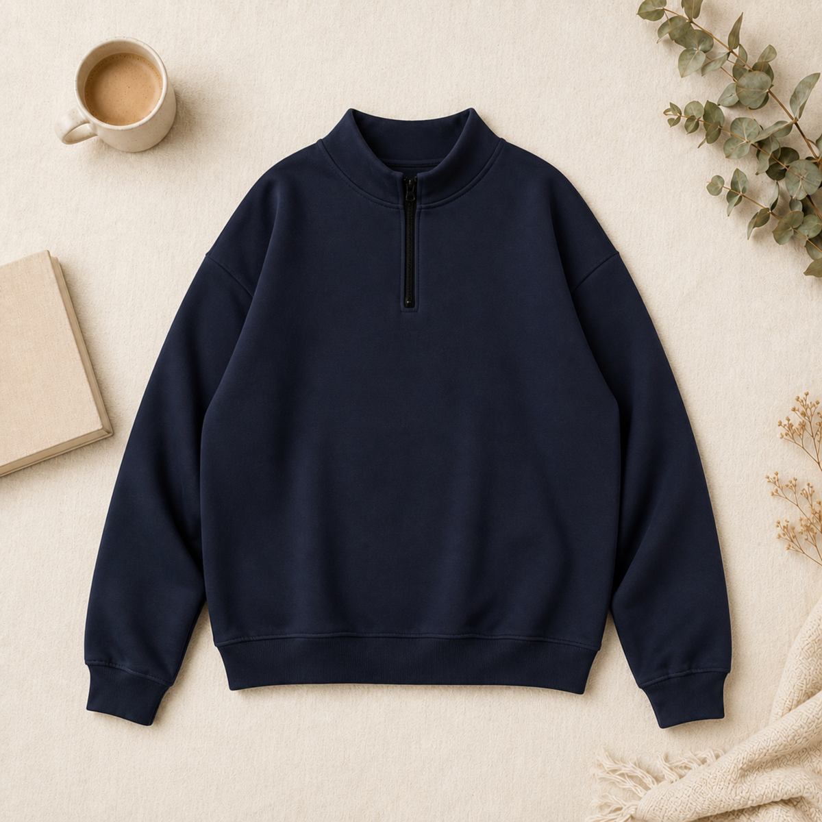 Unisex Heavyweight Regular Fit Half-Zip Brushed Fleece Sweatshirt 380GSM