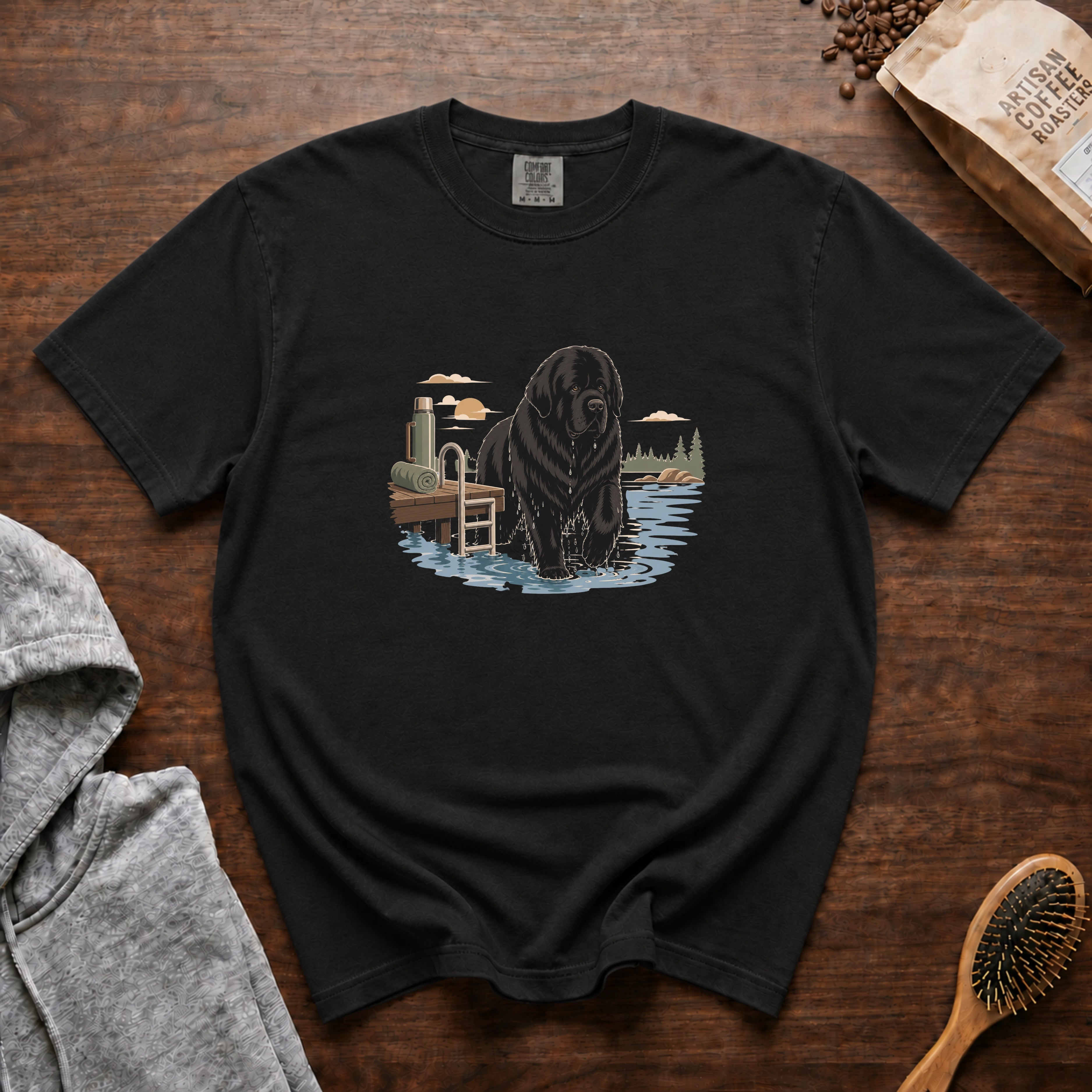 Newfoundland Lake Morning T-Shirt — Black
