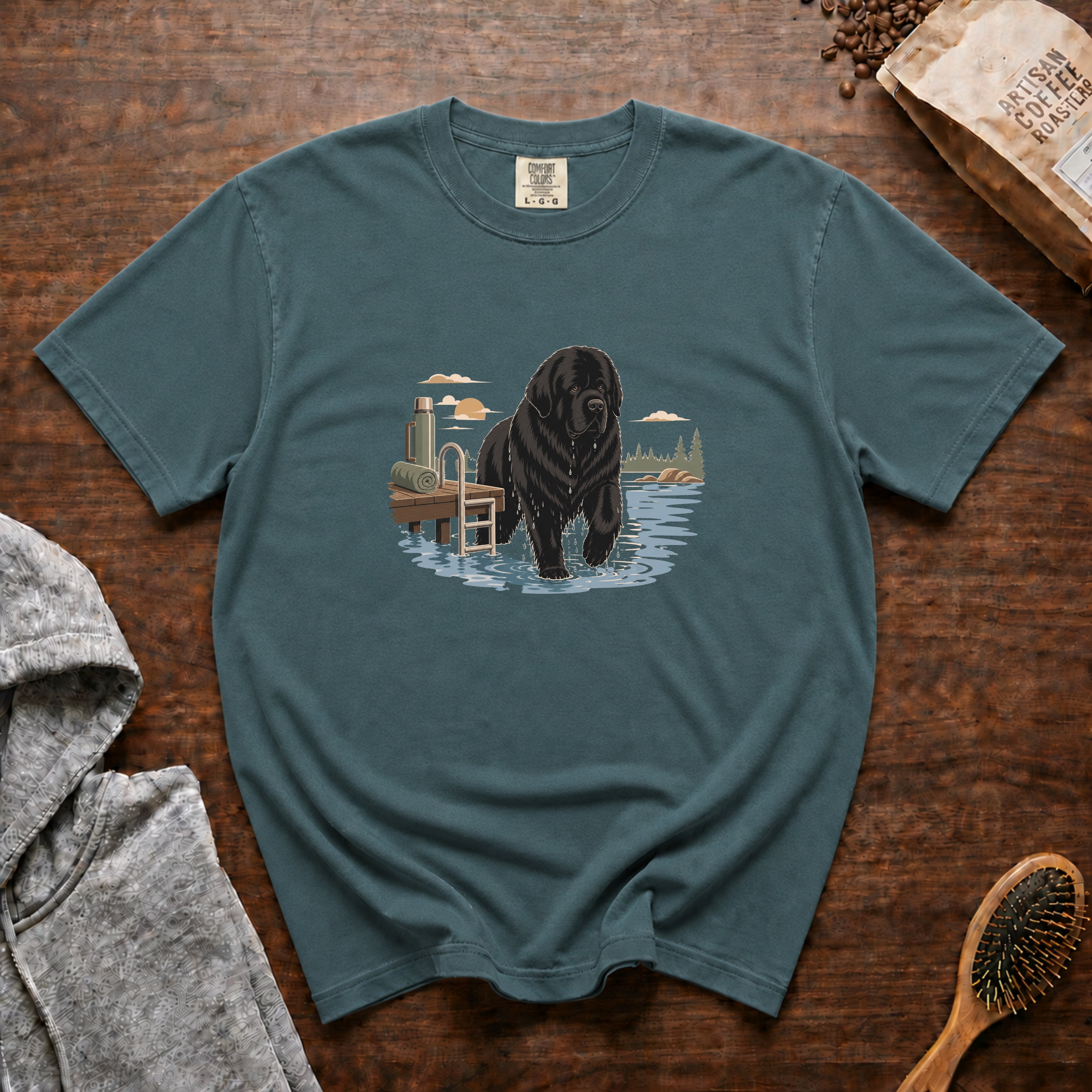 Newfoundland Lake Morning T-Shirt — Blue Spruce