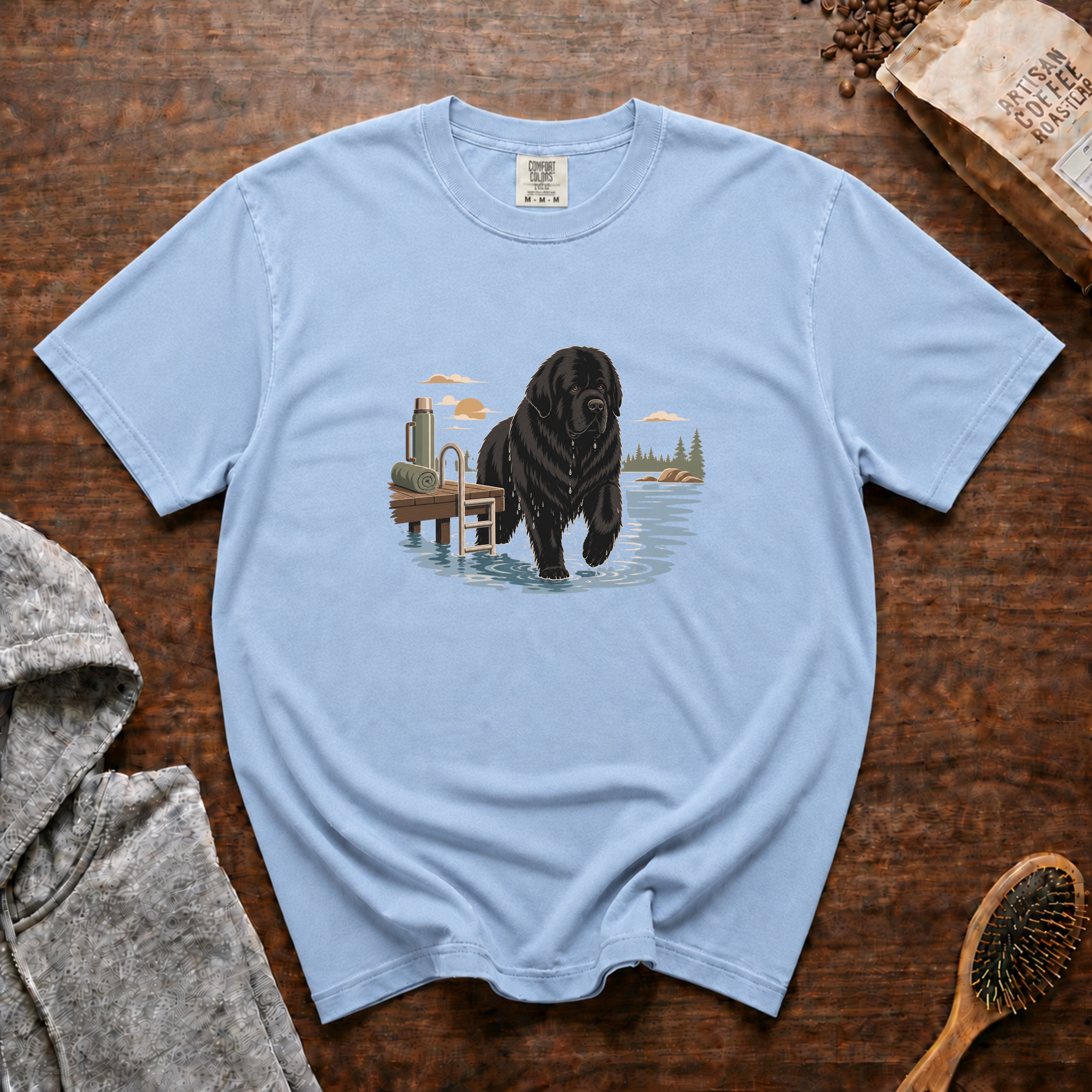 Newfoundland Lake Morning T-Shirt — Chambray