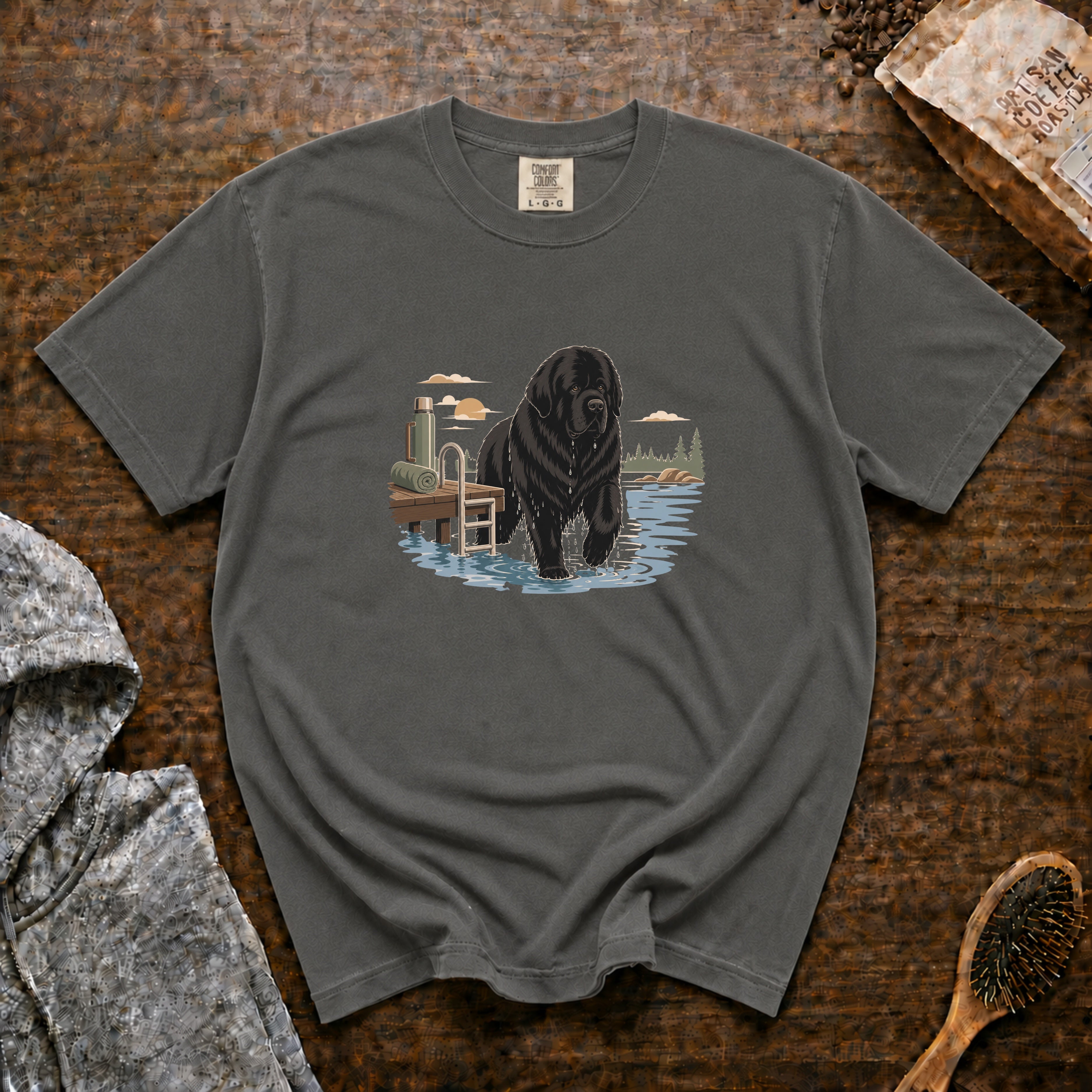 Newfoundland Lake Morning T-Shirt — Pepper