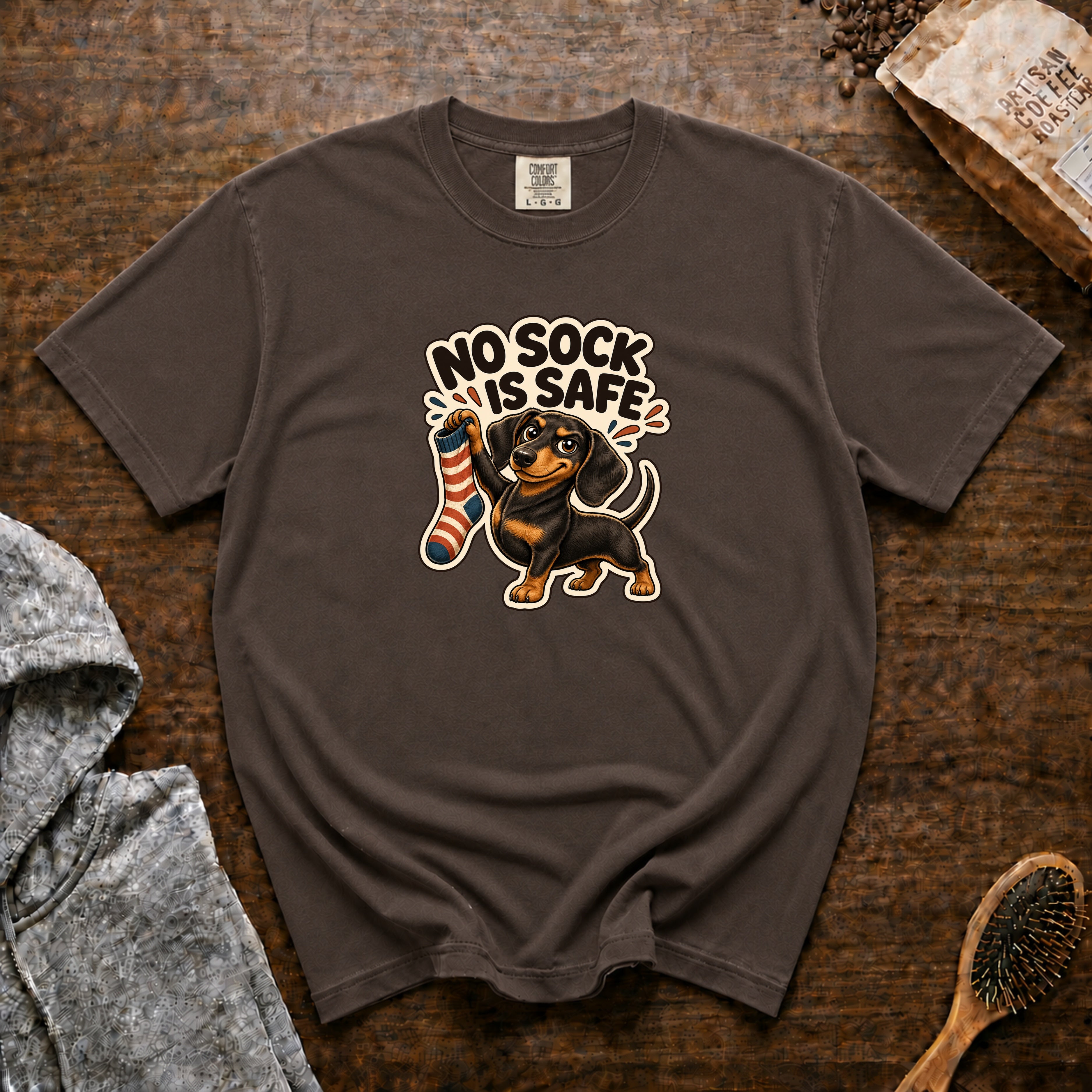 No Sock Is Safe T-Shirt — Espresso
