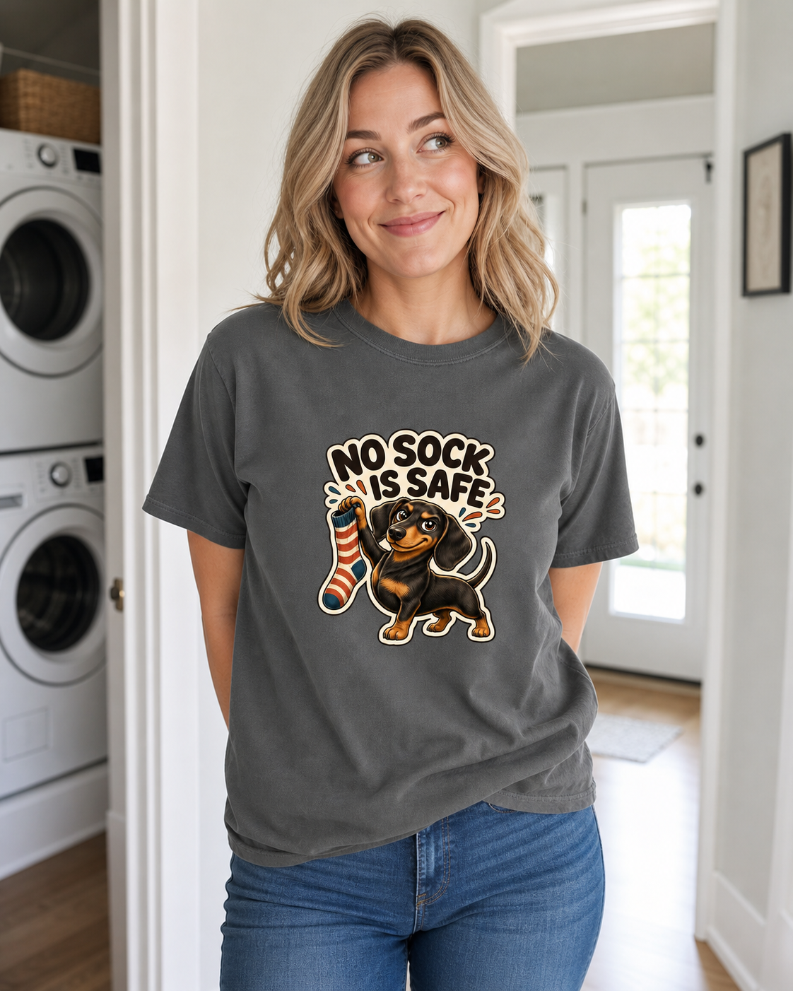 No Sock Is Safe T-Shirt | Funny Dog Lover Tee