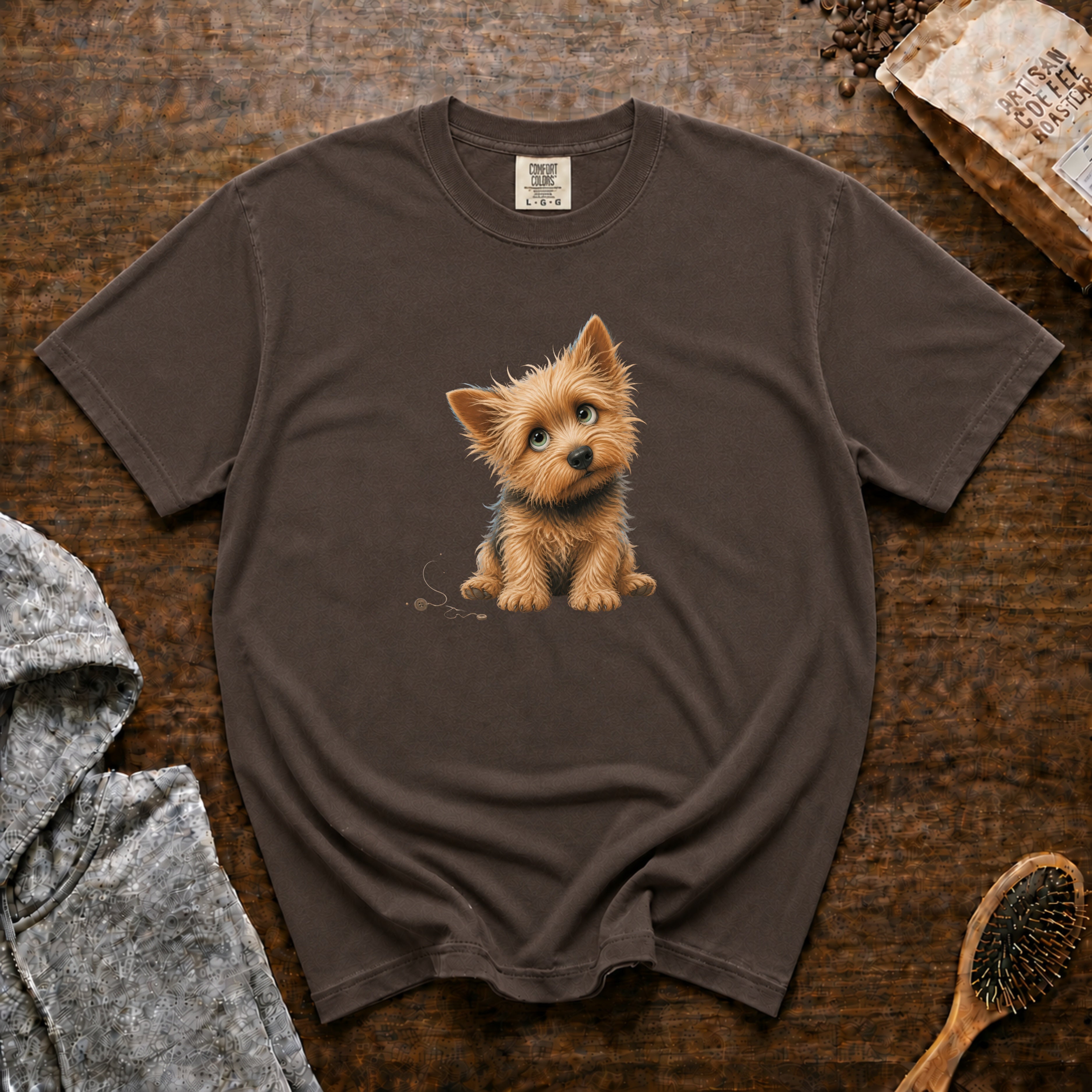 Norwich Terrier â Button Bandit T-Shirt — Espresso