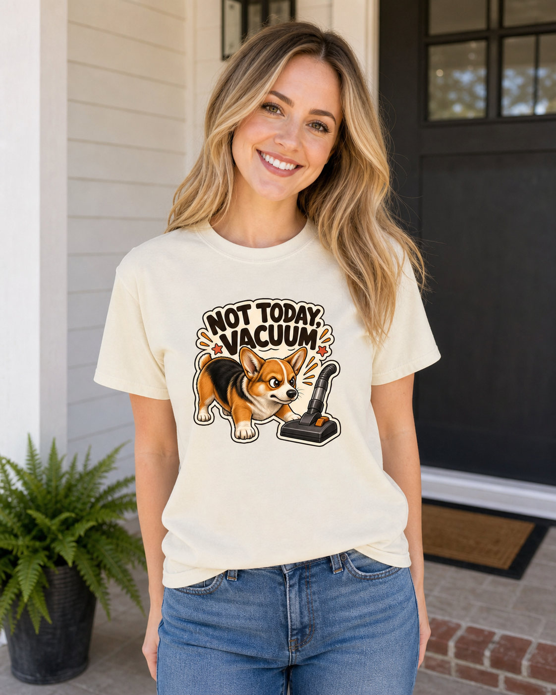 Not Today Vacuum T-Shirt | Funny Dog Lover Tee