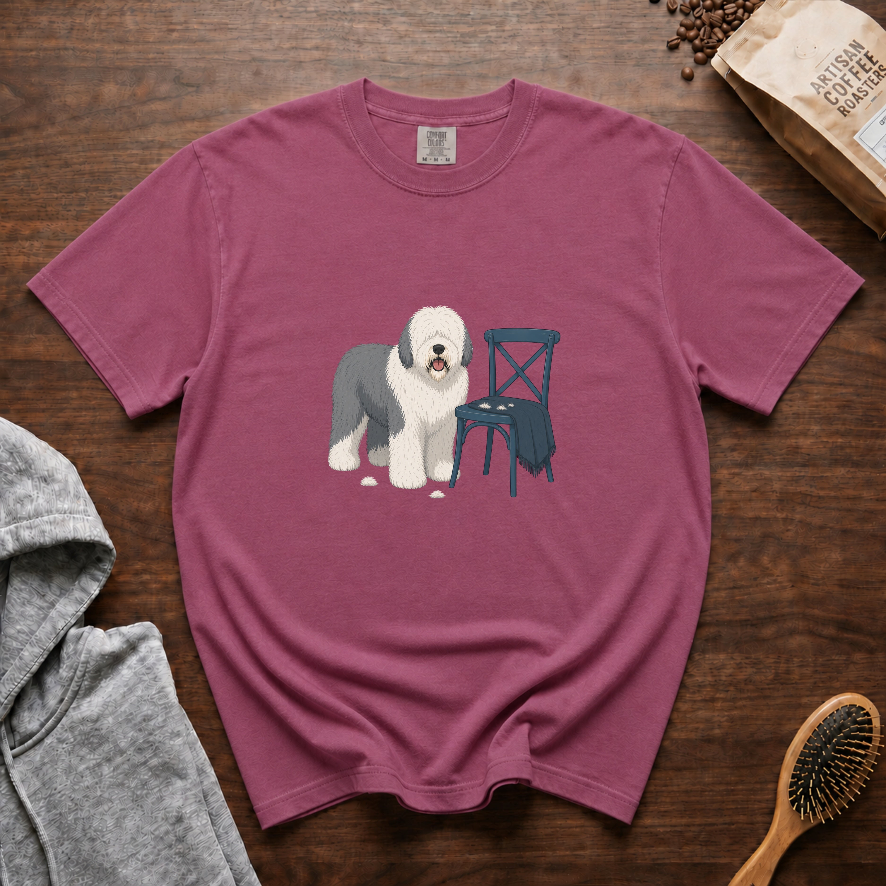 Old English Sheepdog Shed Happens T-Shirt — Berry