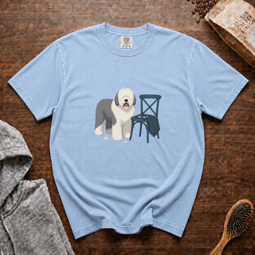 Old English Sheepdog Shed Happens T-Shirt — Chambray